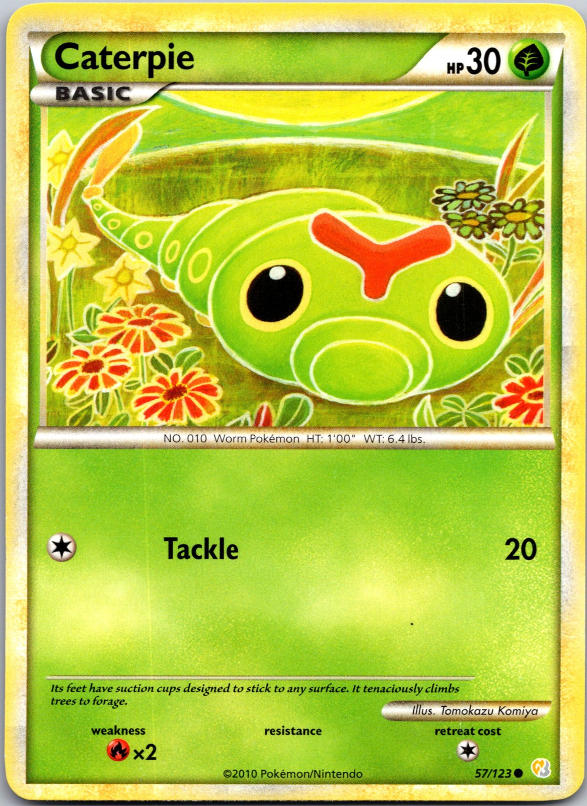 2010 HeartGold SoulSilver 57/123 Caterpie LP D338