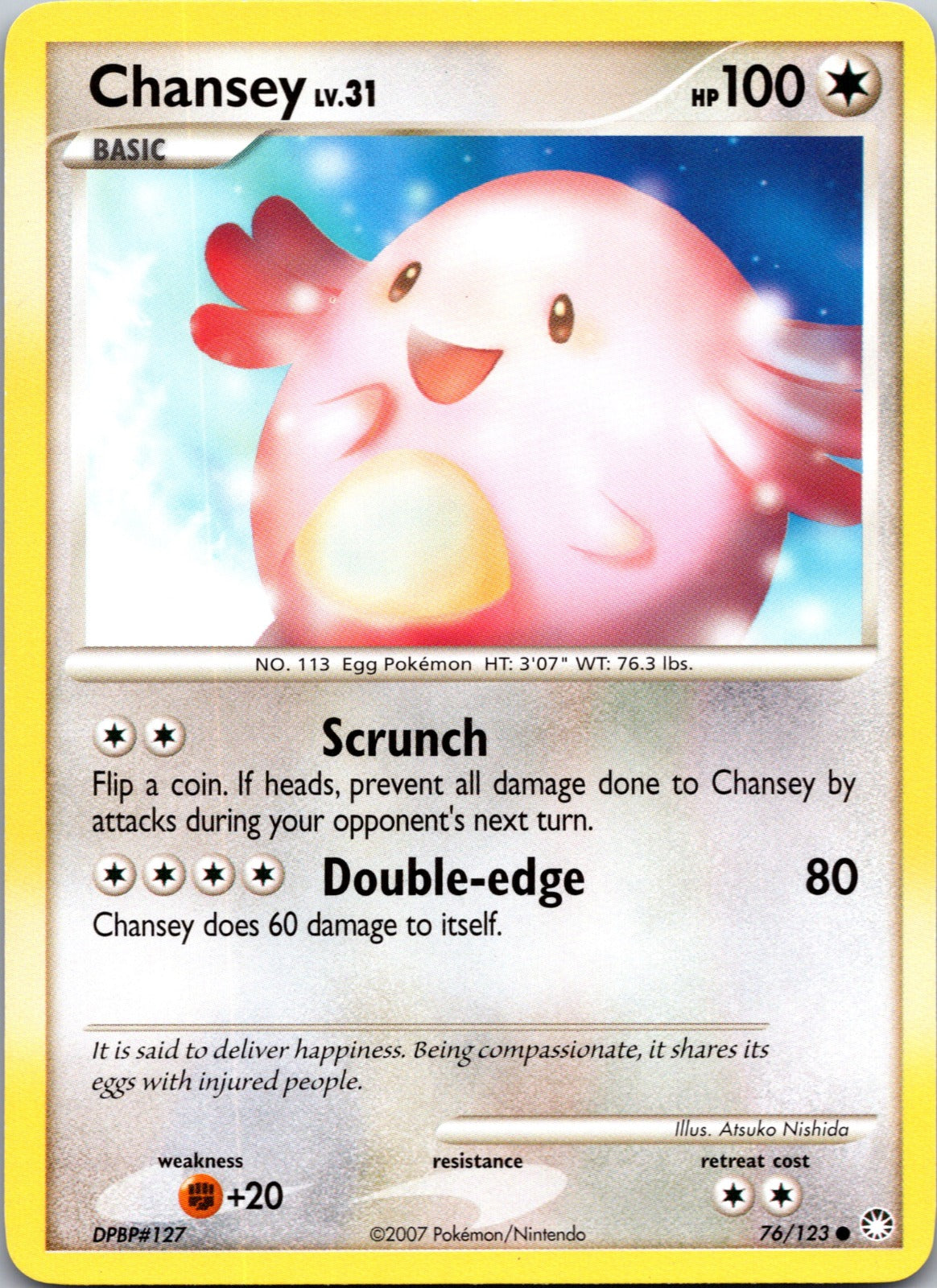 2007 Mysterious Treasures 76/123 Chansey LP D239