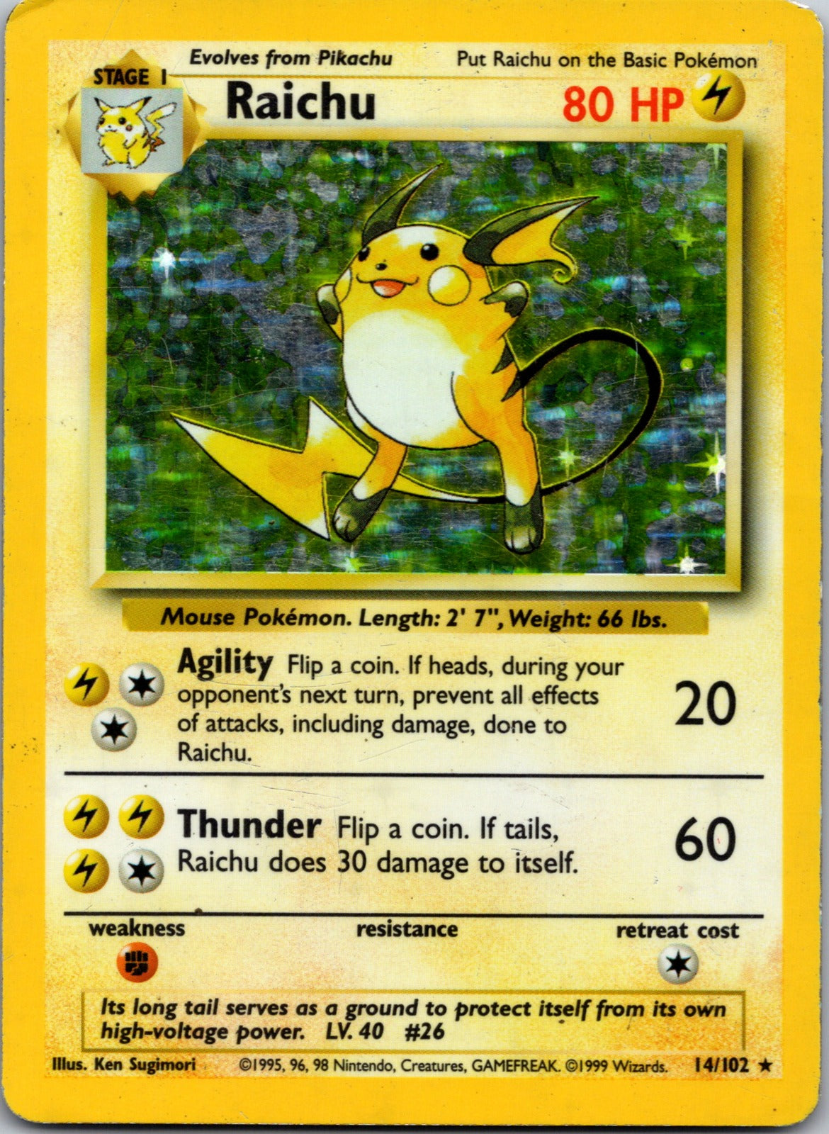 1999 Base Set 014/102 Raichu HP X115