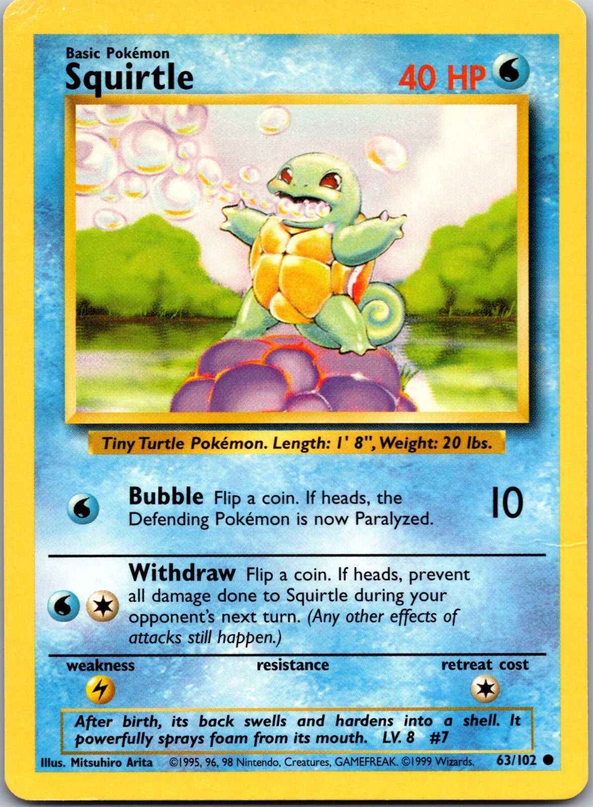 1999 Base Set 063/102 Squirtle MP Z161