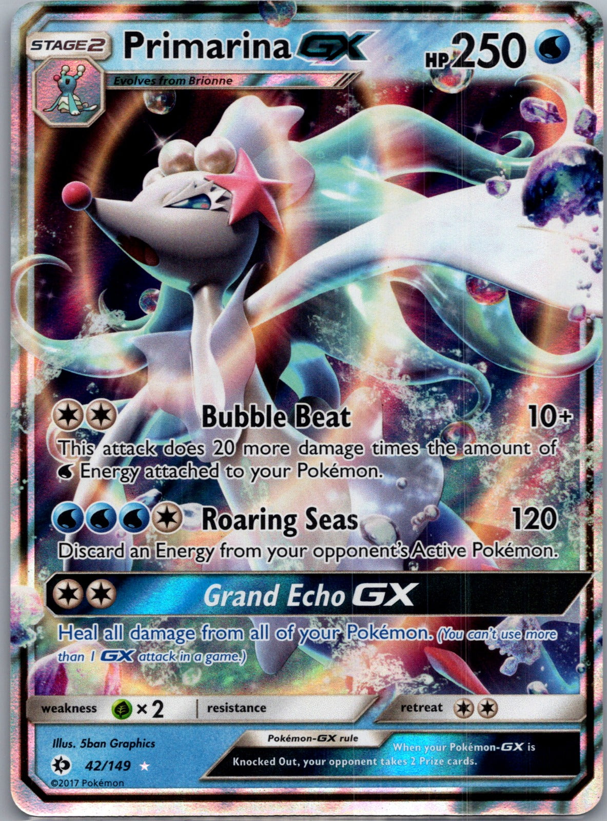 2017 SM Base Set 42/149 Primarina GX NM S234
