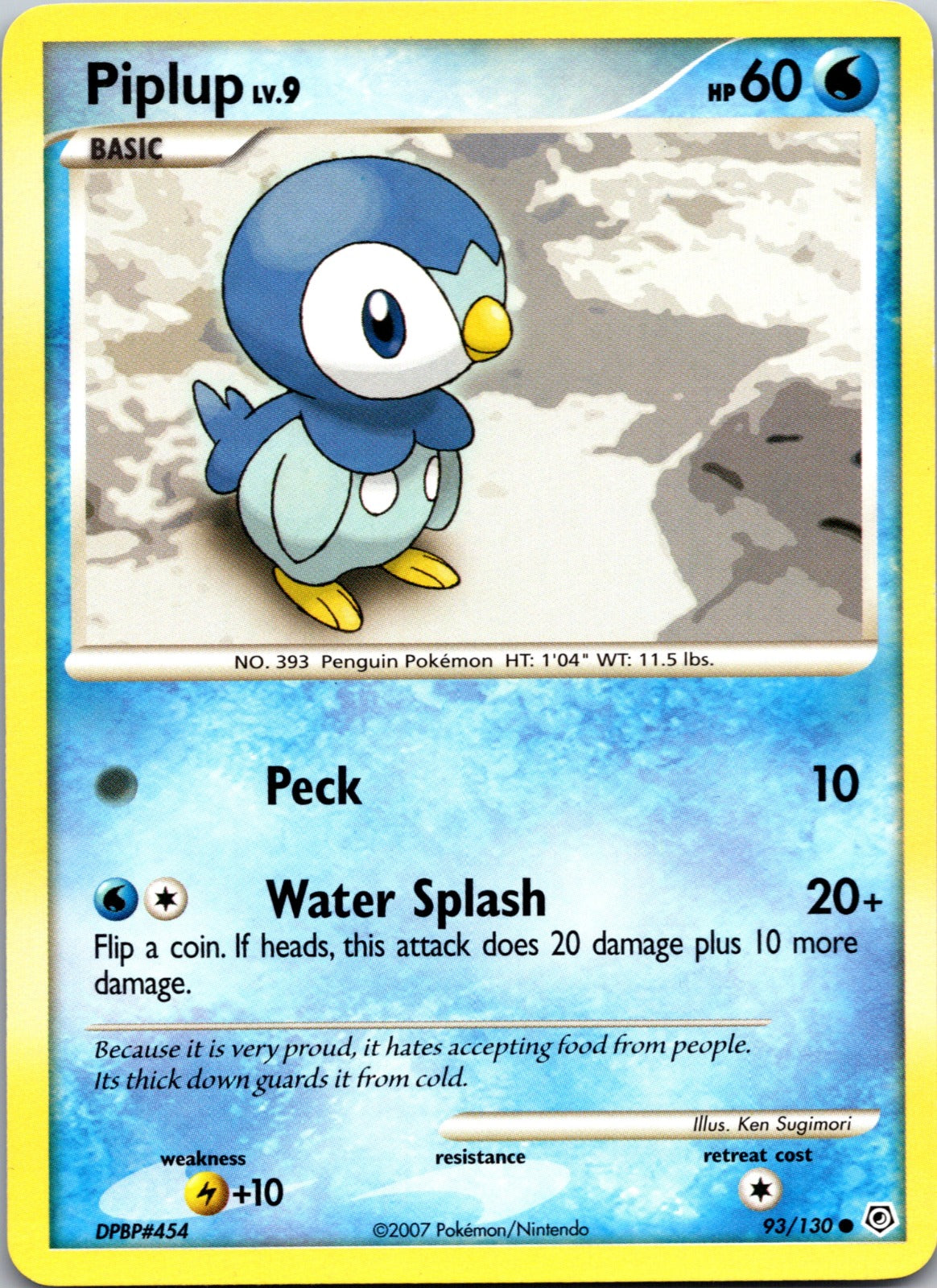 2007 Diamond and Pearl 093/130 Piplup HP B354