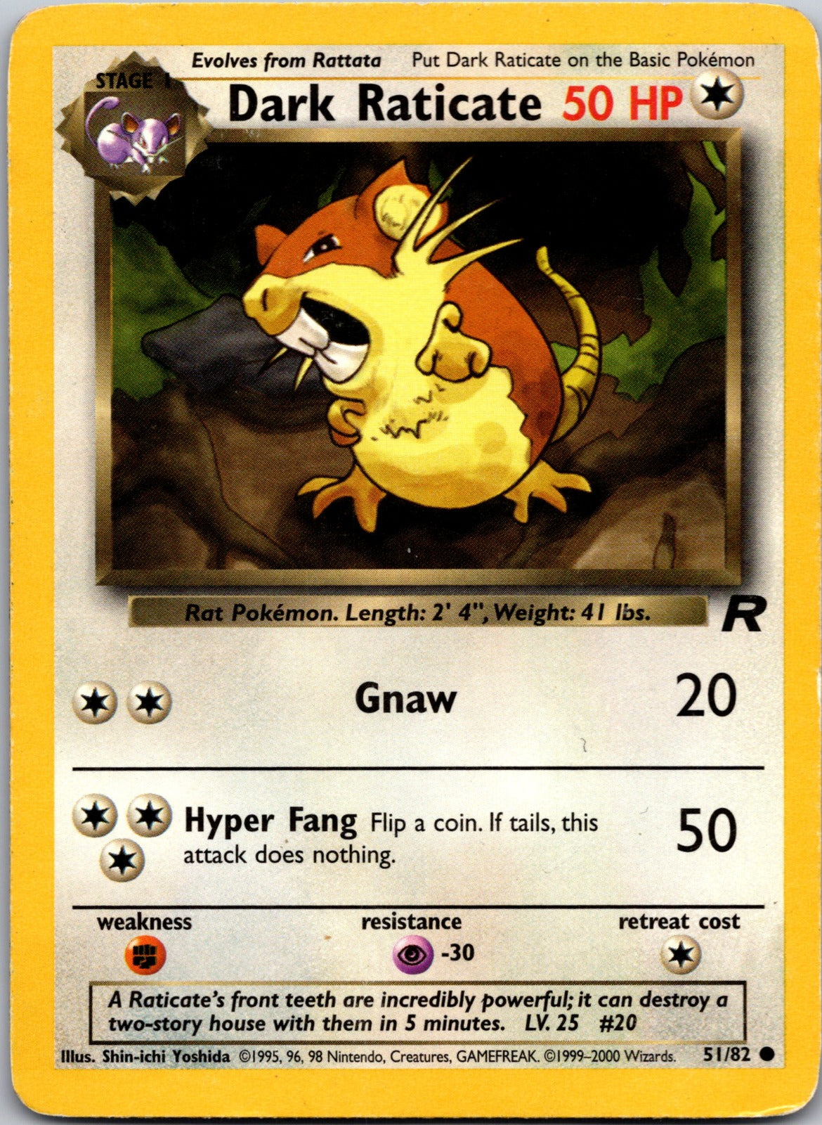 2000 Team Rocket 51/82 Dark Raticate MP E95