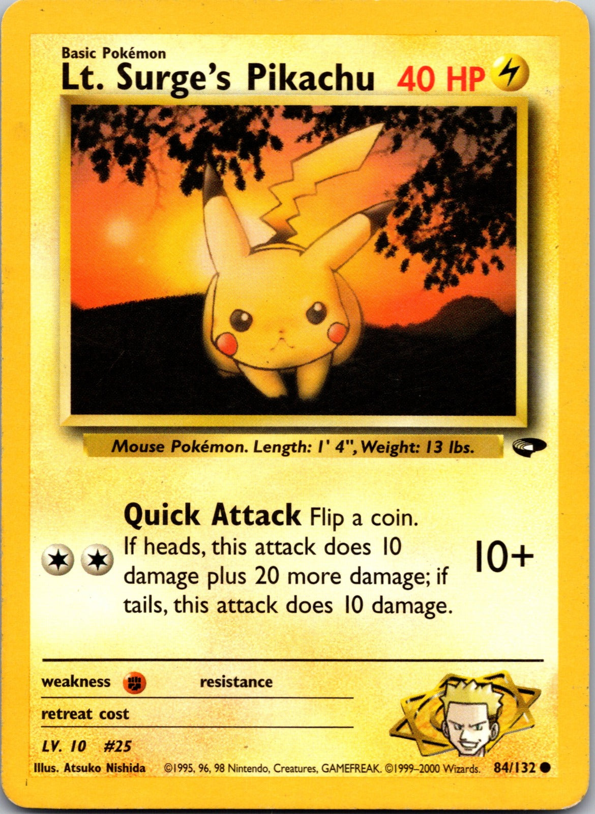 2000 Gym Challenge 084/132 Lt. Surge's Pikachu MP E264