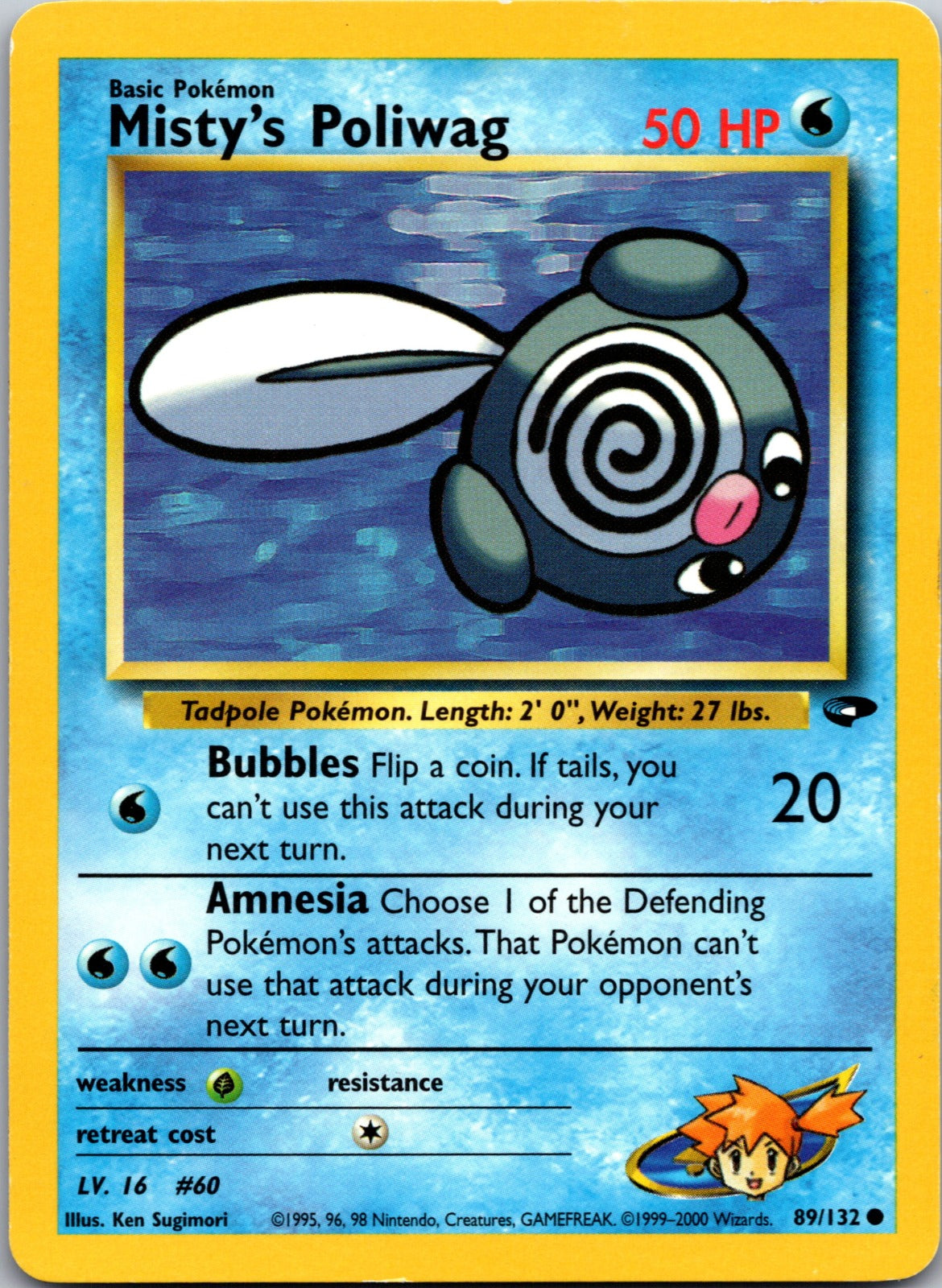 2000 Gym Challenge 089/132 Misty's Poliwag LP Z316