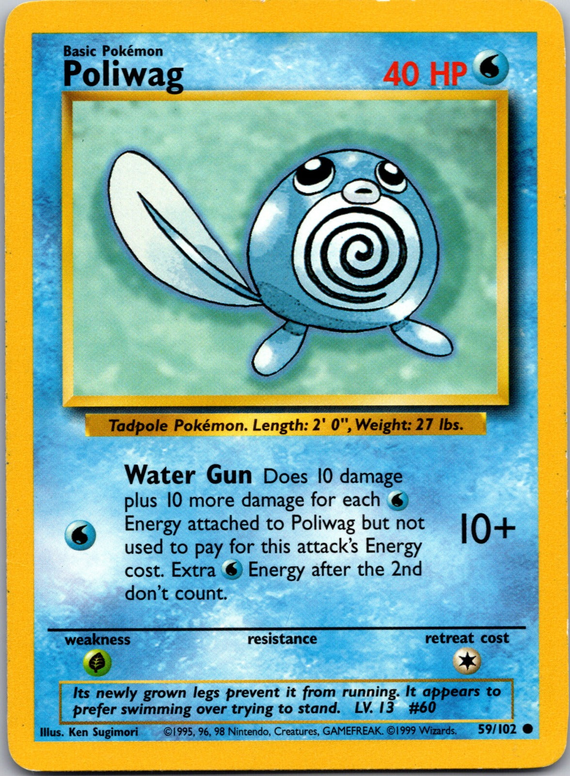 1999 Base Set 059/102 Poliwag MP Z303