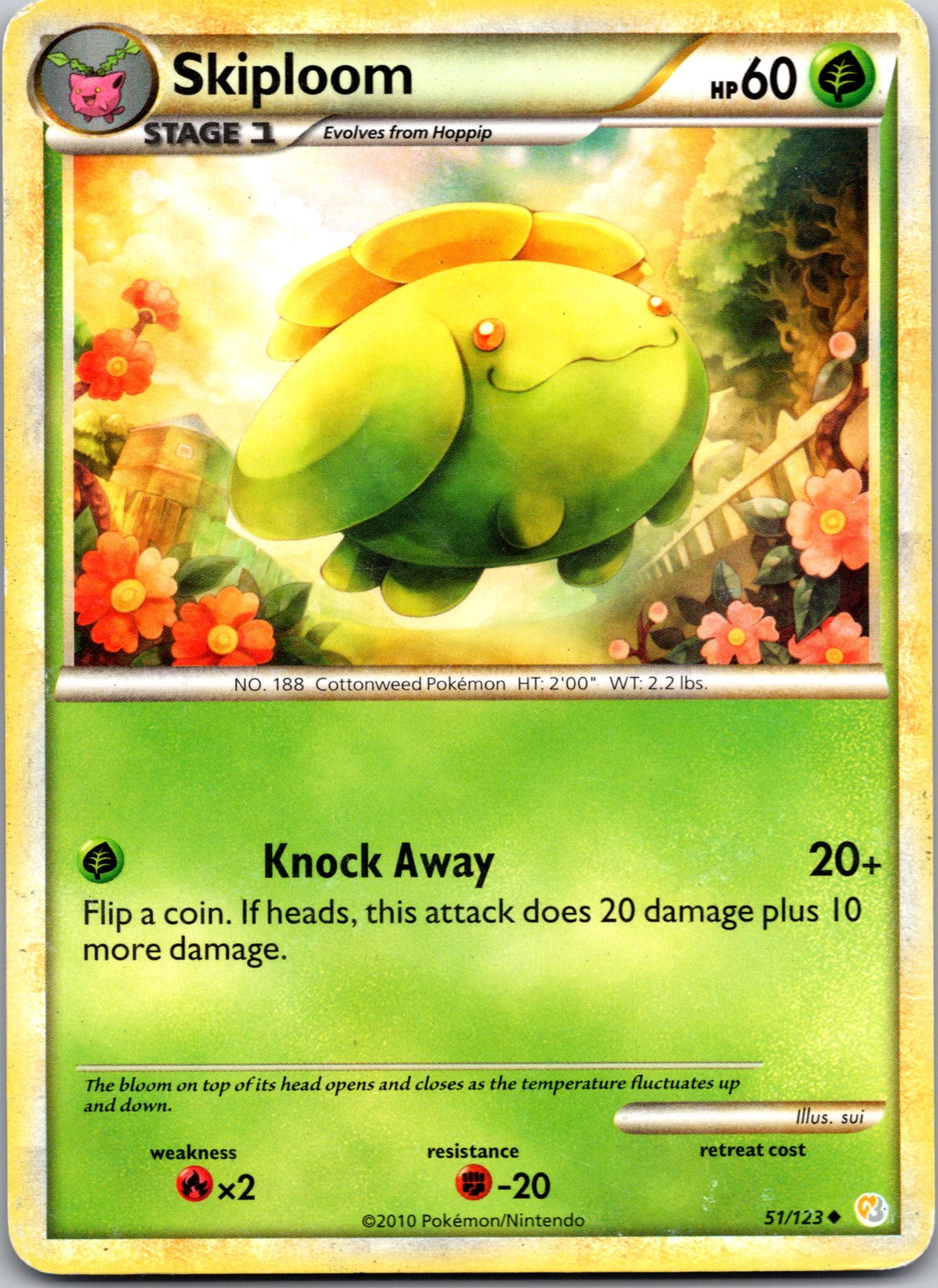 2010 HeartGold SoulSilver 51/123 Skiploom HP Z138