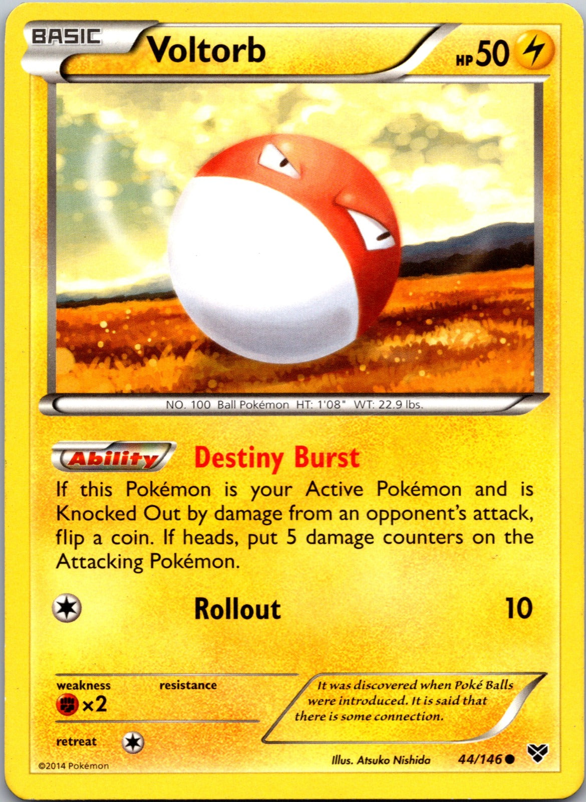 2014 XY Base Set 44/146 Voltorb LP F203