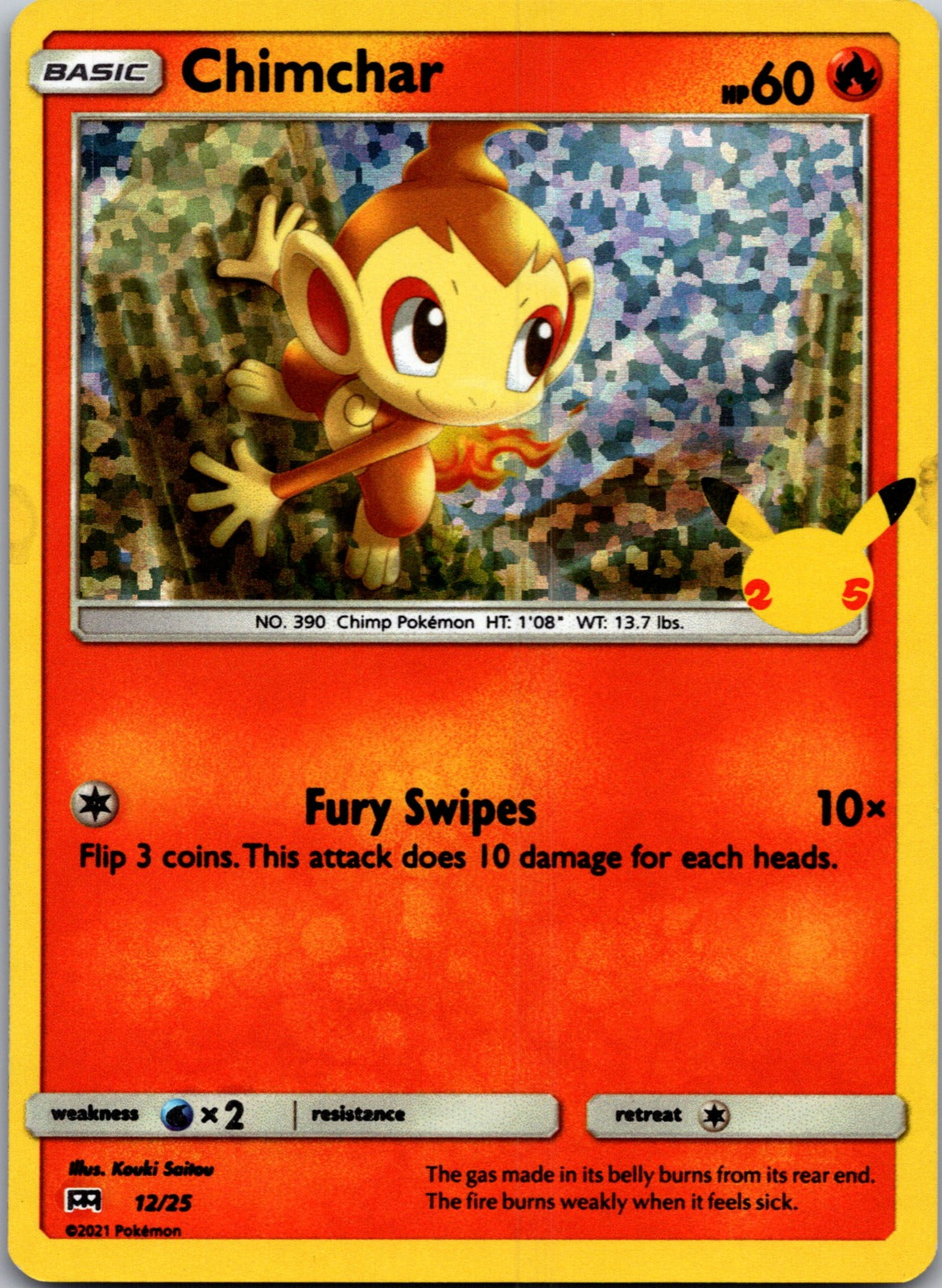 2021 McDonald's 25th Anniversary Promo 012/025 Chimchar (Holo) NM X311