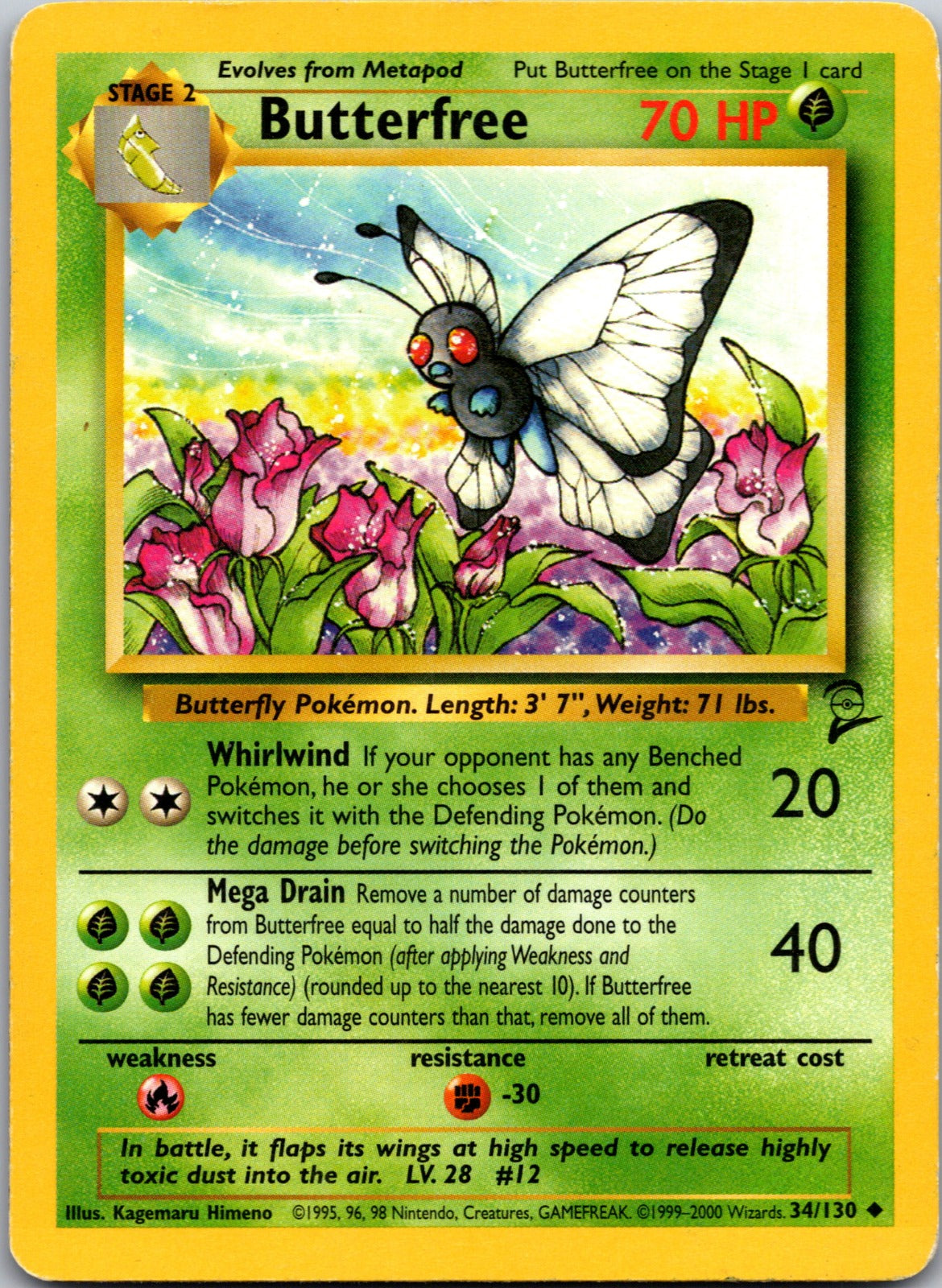 2000 Base Set 2 034/130 Butterfree MP Y152