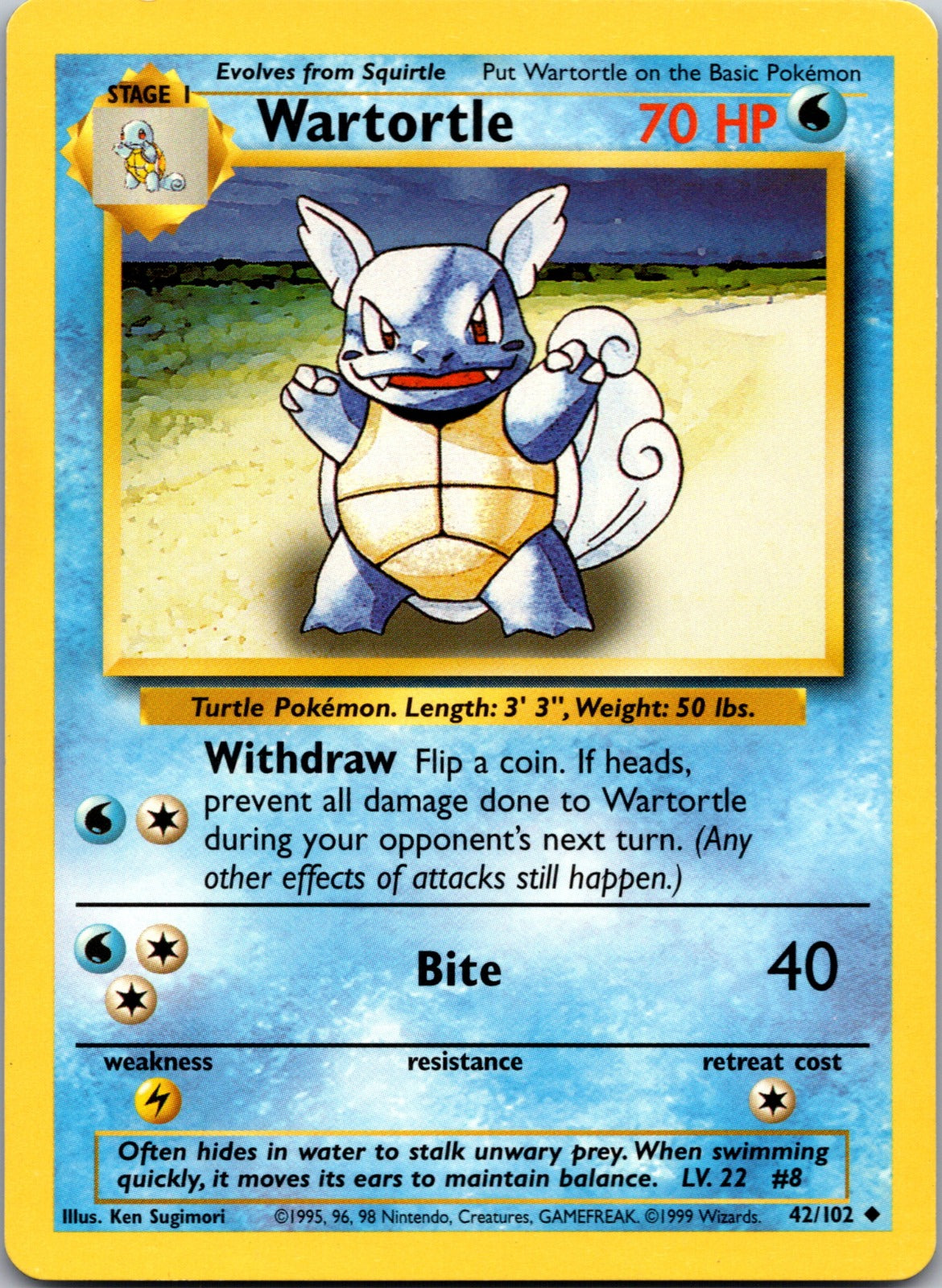 1999 Base Set 042/102 Wartortle LP Z97