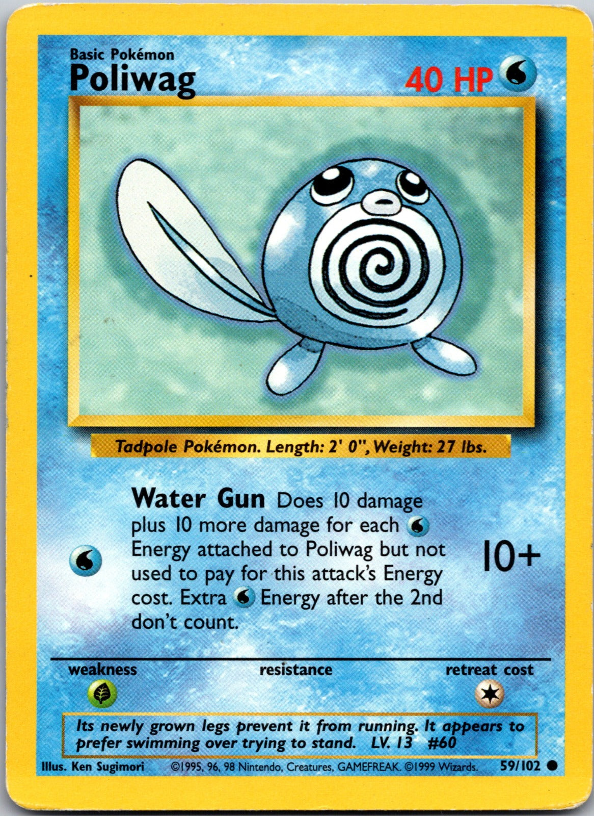 1999 Base Set 059/102 Poliwag LP Z113