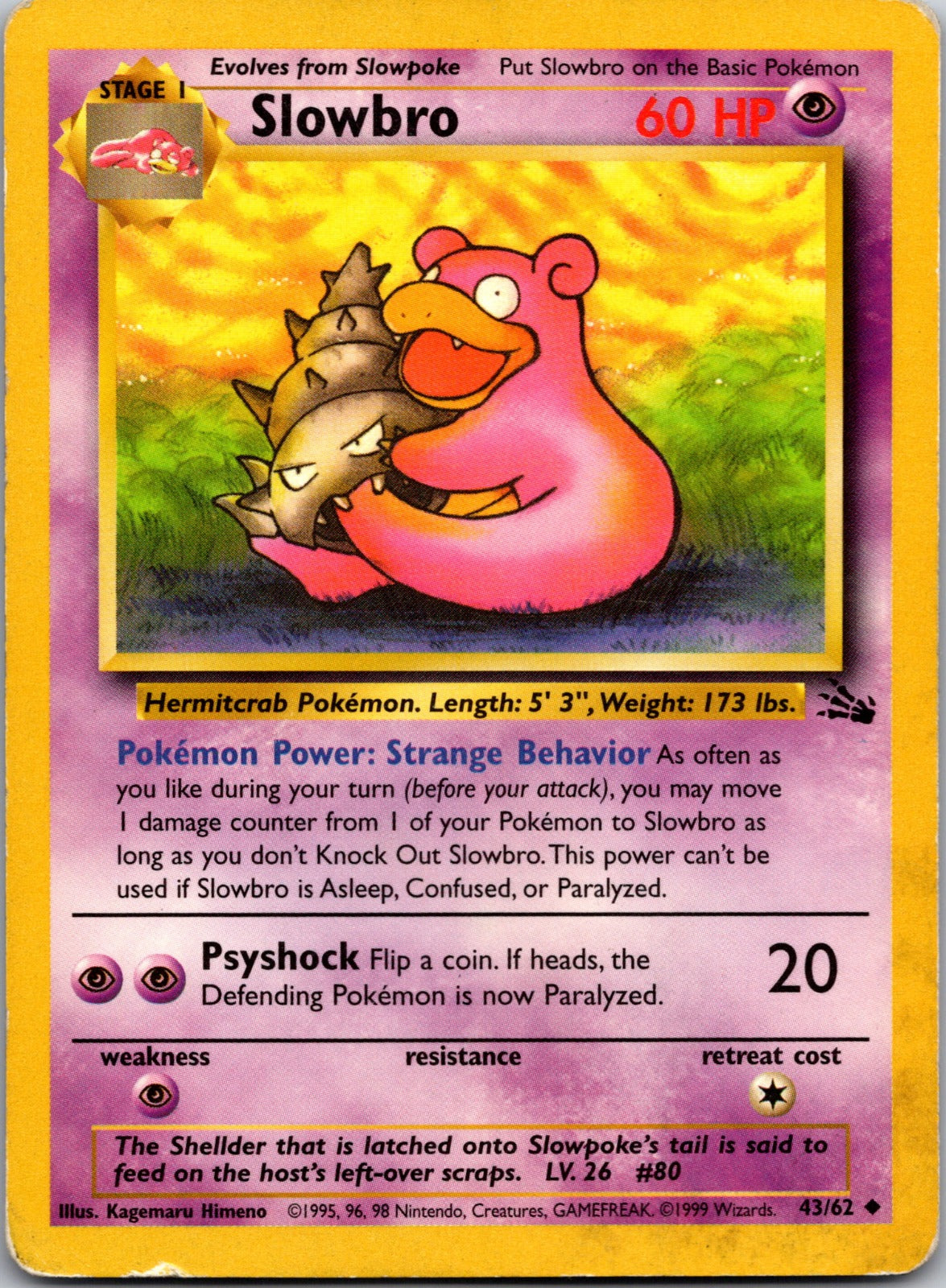 1999 Fossil 43/62 Slowbro HP F321