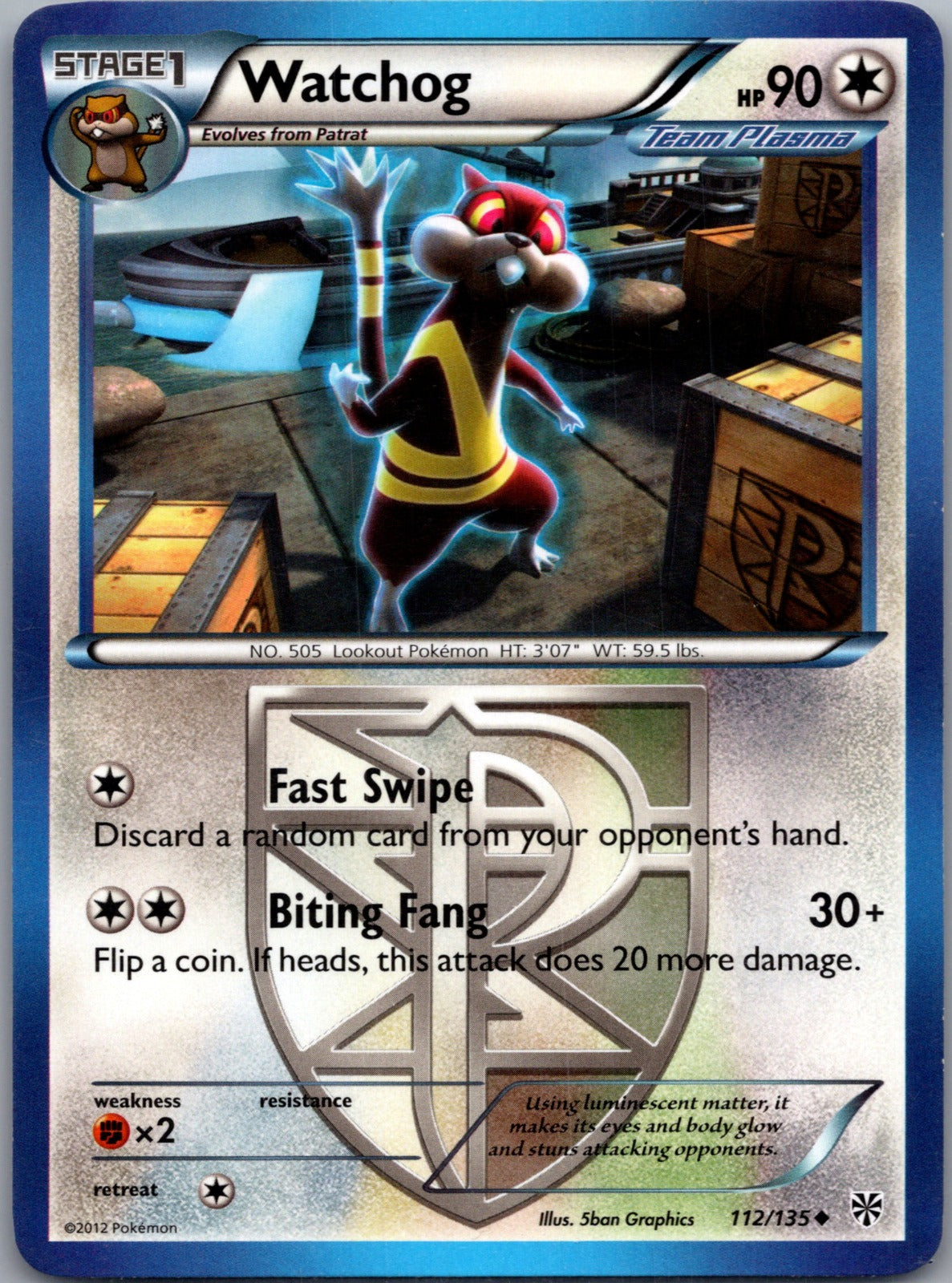 2013 Plasma Storm 112/135 Watchog (Team Plasma) (112) LP G233