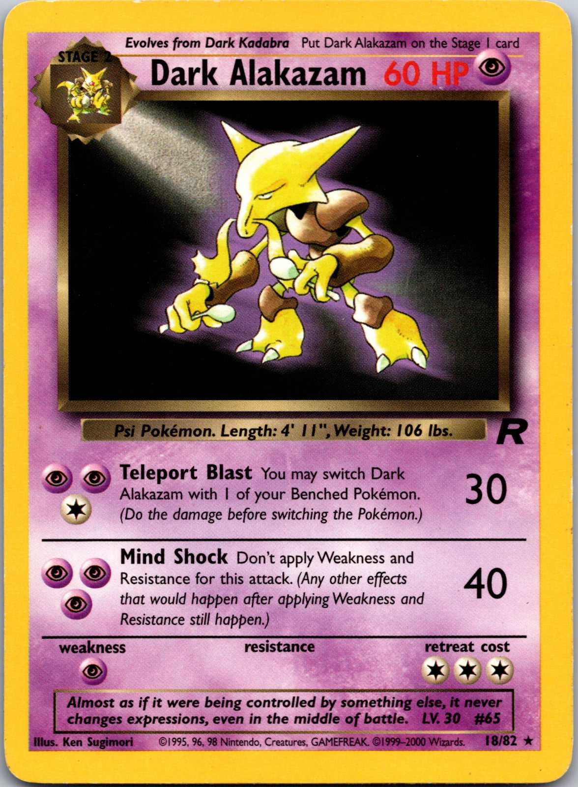 2000 Team Rocket 18/82 Dark Alakazam (18) LP E221