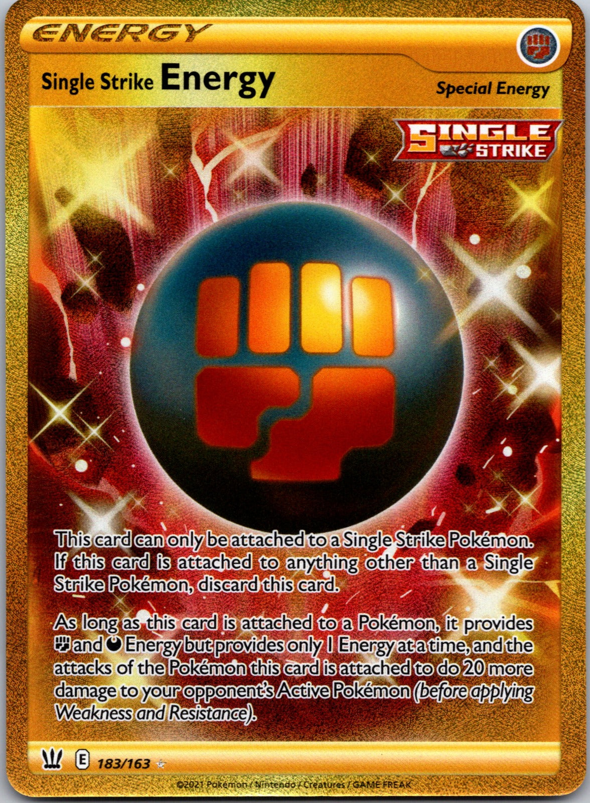 2021 SWSH05: Battle Styles 183/163 Single Strike Energy (Secret) NM X63