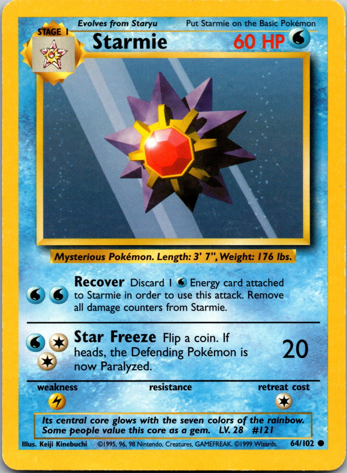 1999 Base Set 064/102 Starmie MP Z218
