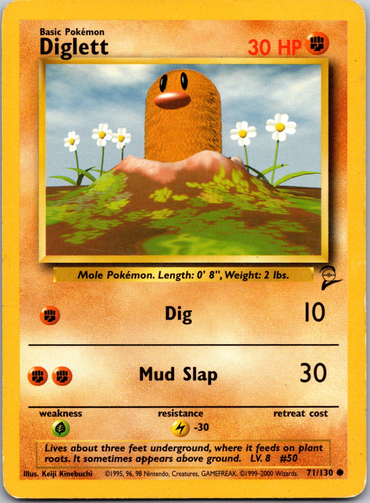 2000 Base Set 2 071/130 Diglett HP Y43