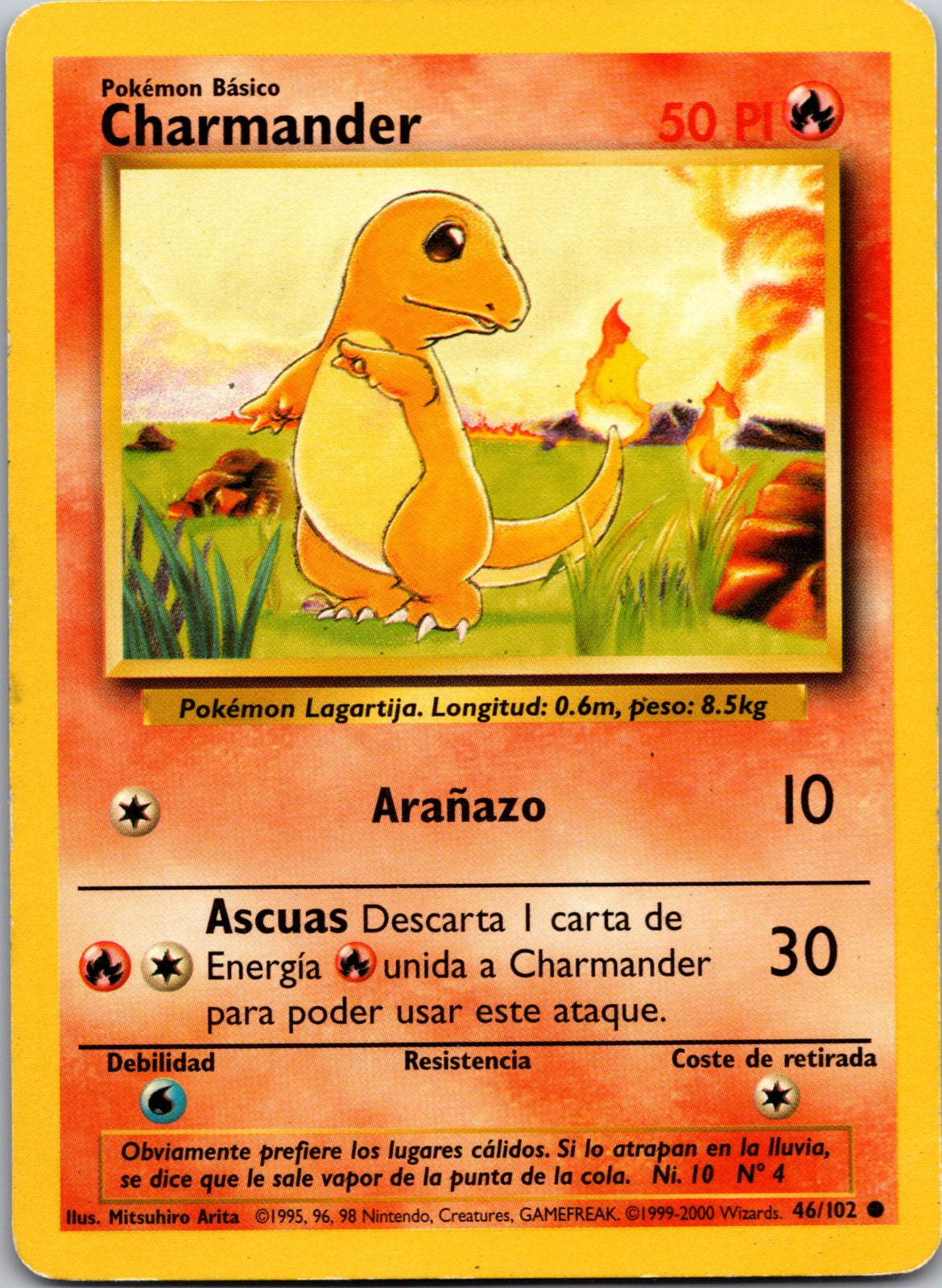 1999 Base Set 046/102 Charmander MP (Spanish) Y125