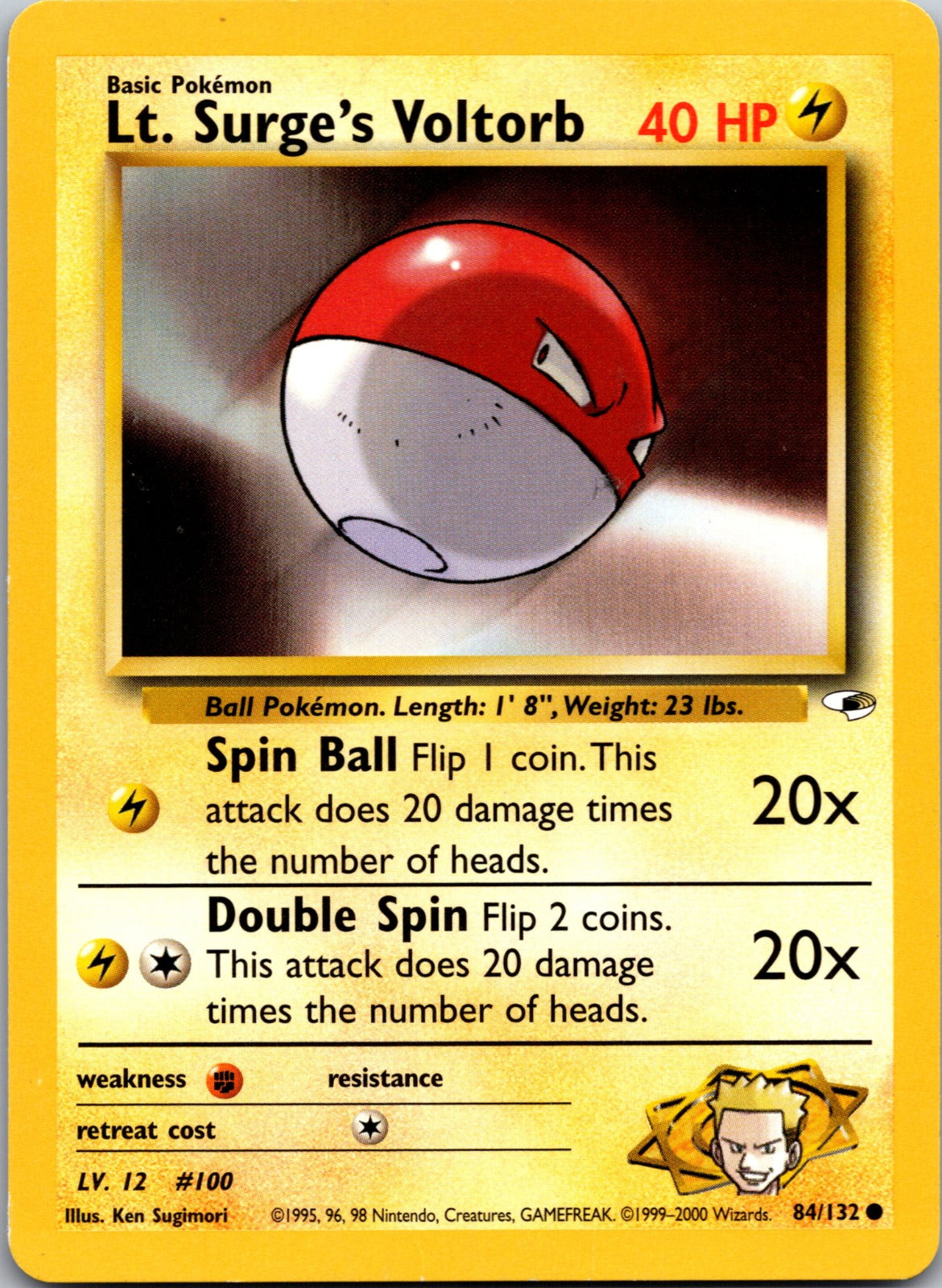 2000 Gym Heroes 084/132 Lt. Surge's Voltorb LP Z69