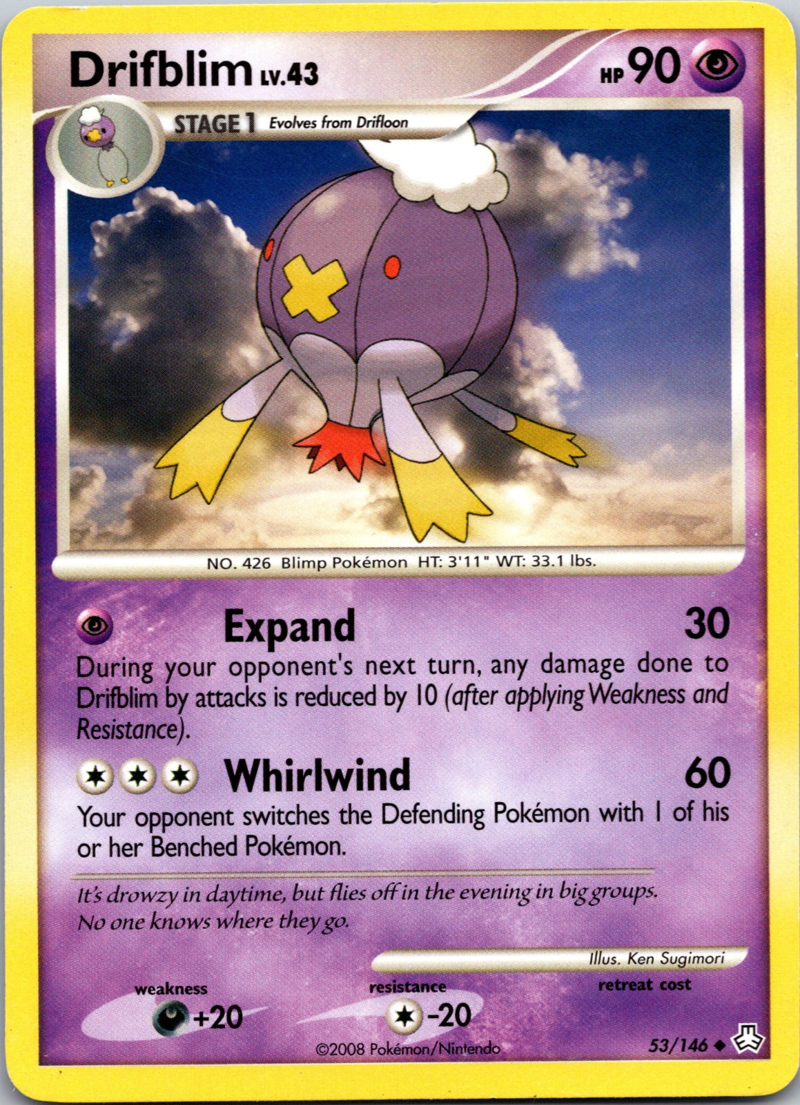2008 Legends Awakened 53/146 Drifblim HP Z62