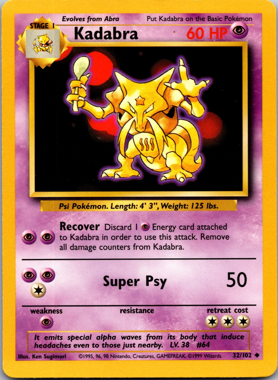 2000 Base Set 2 046/130 Kadabra LP D63
