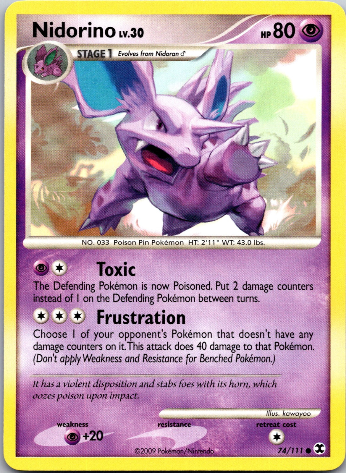 2009 Rising Rivals 74/111 Nidorino LP D297