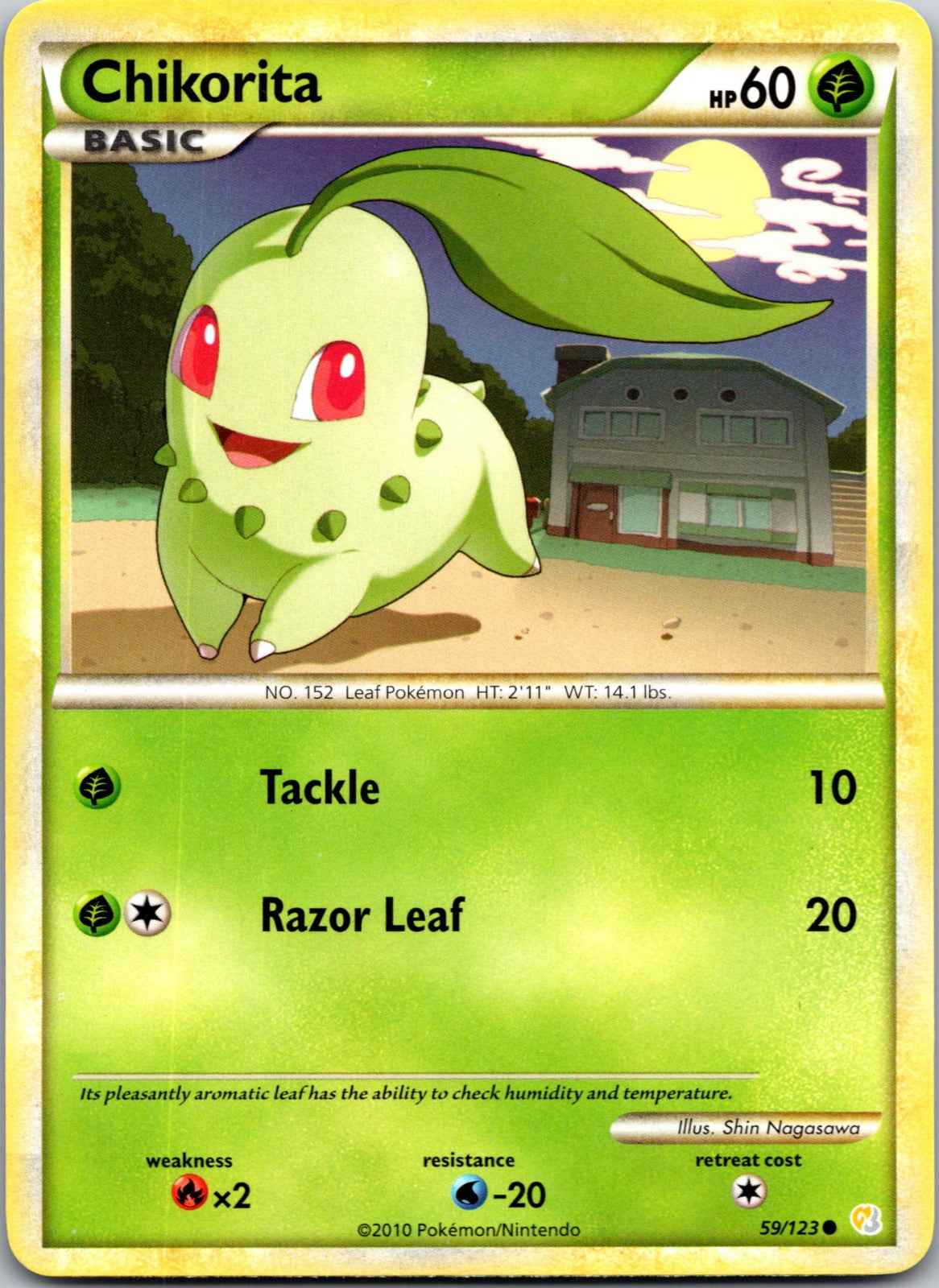2010 HeartGold SoulSilver 59/123 Chikorita LP D240
