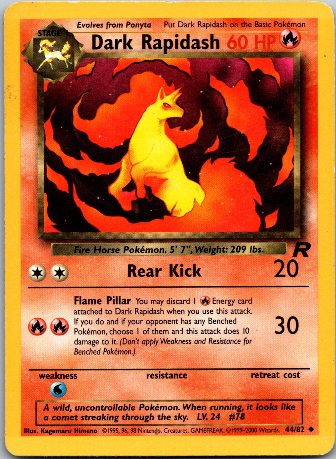 2000 Team Rocket 44/82 Dark Rapidash LP Y360