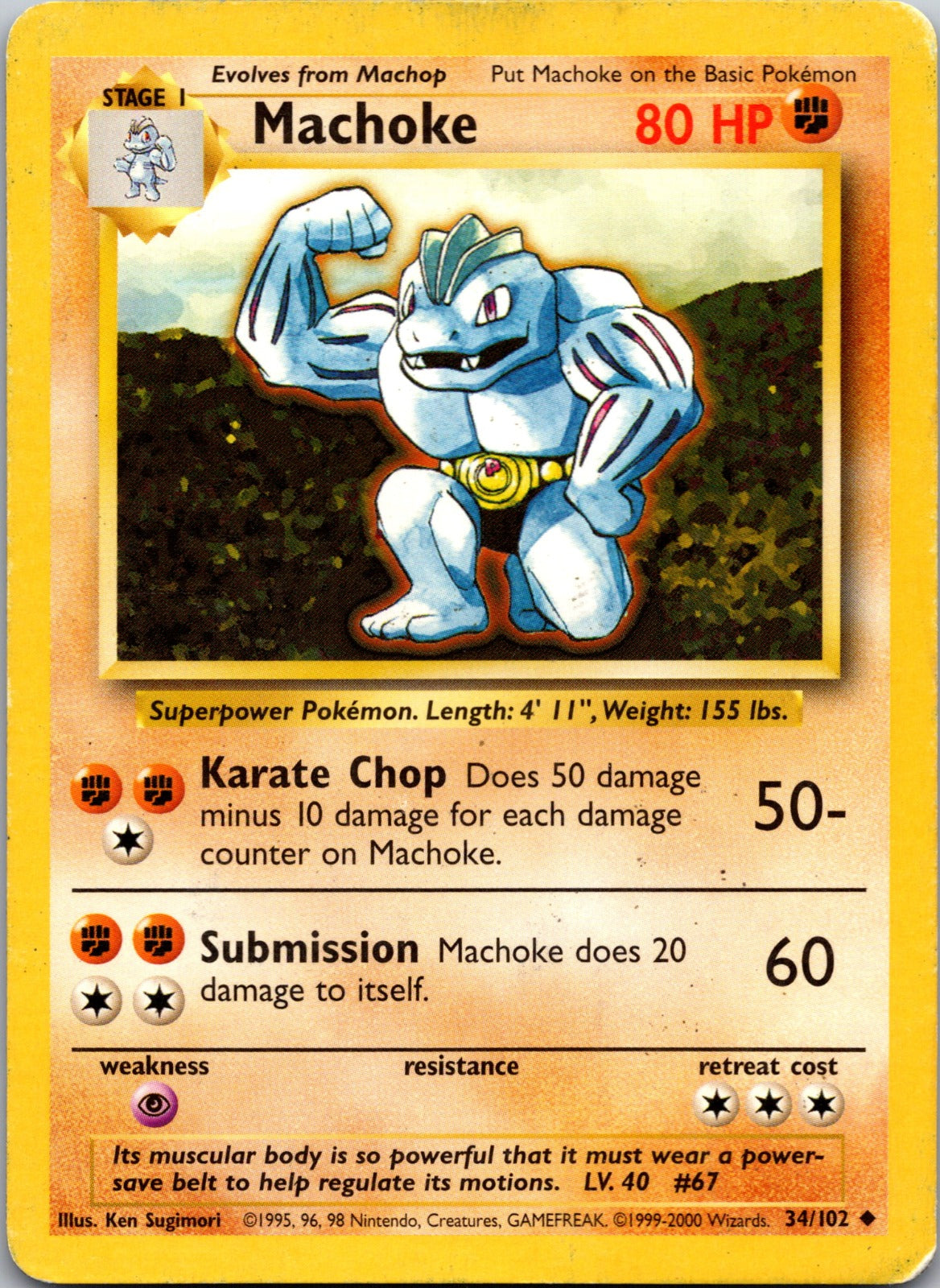1999 Base Set 034/102 Machoke HP Y111