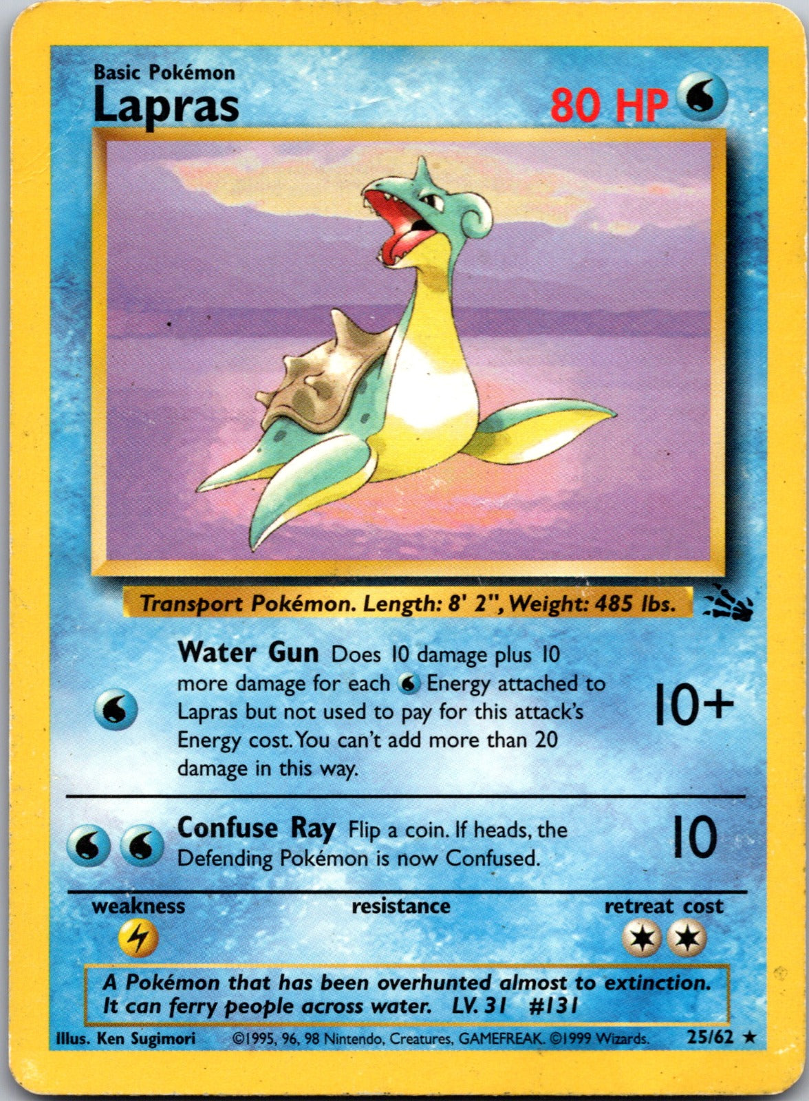 1999 Fossil 25/62 Lapras (25) MP Y174