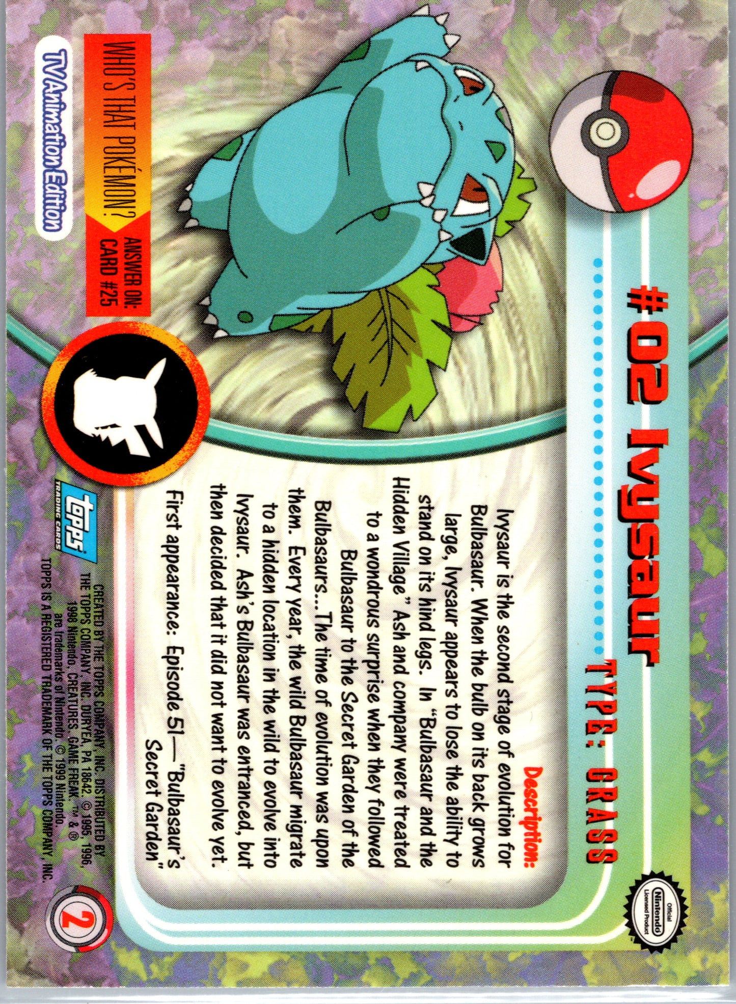 1999 Topps 02 Ivysaur D2