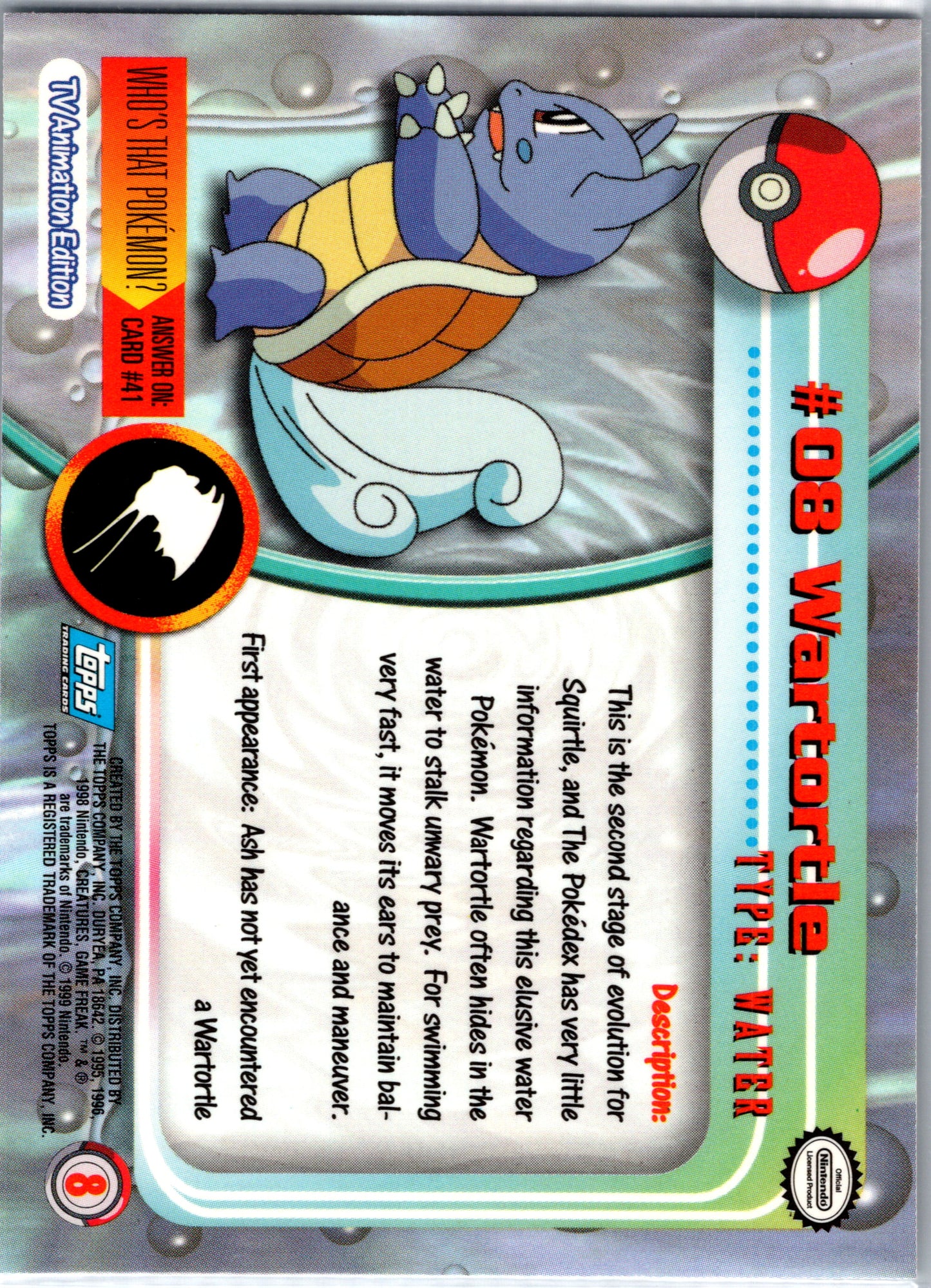 1999 Topps 08 Wartortle D8