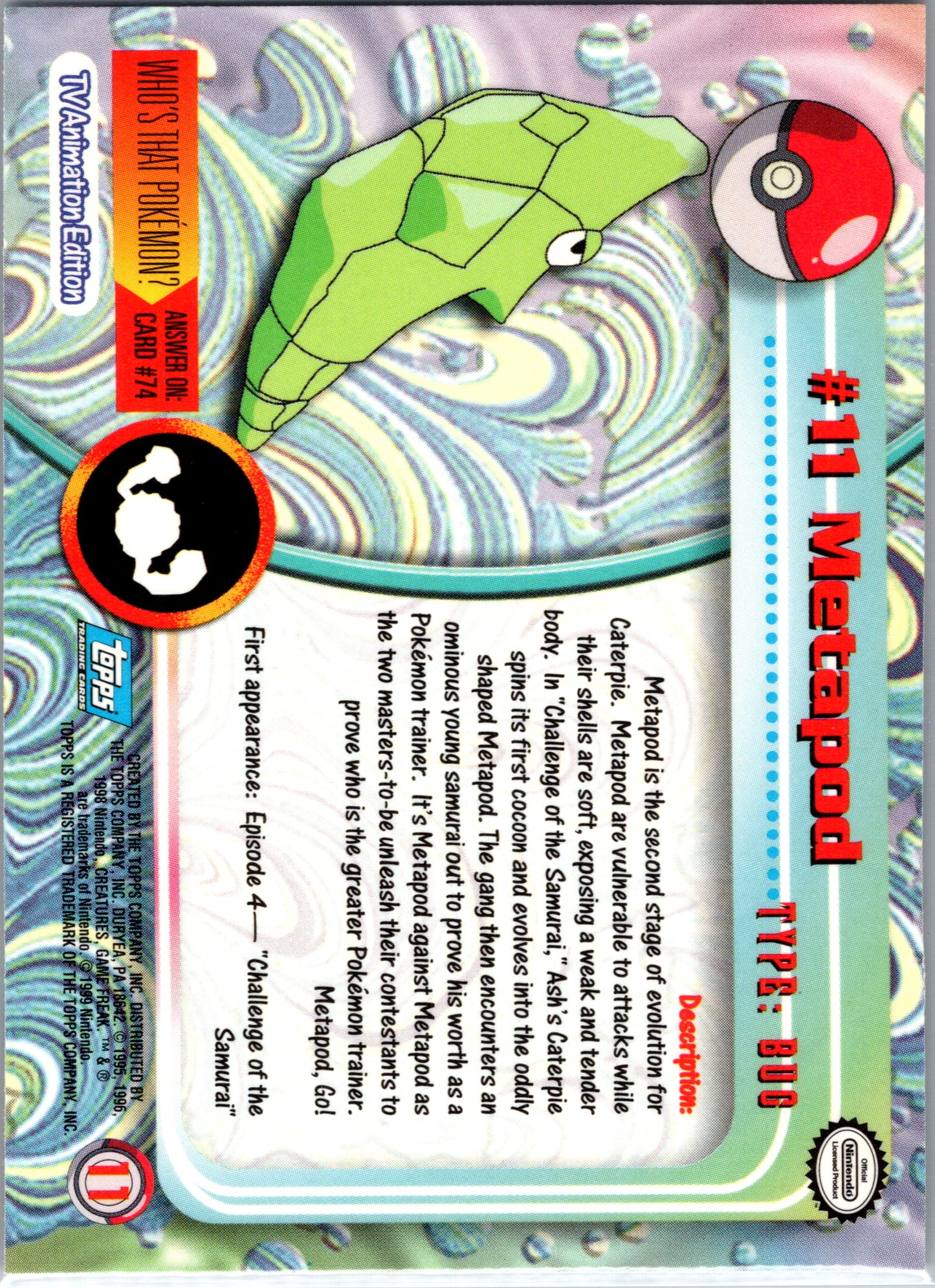 1999 Topps 11 Metapod D11