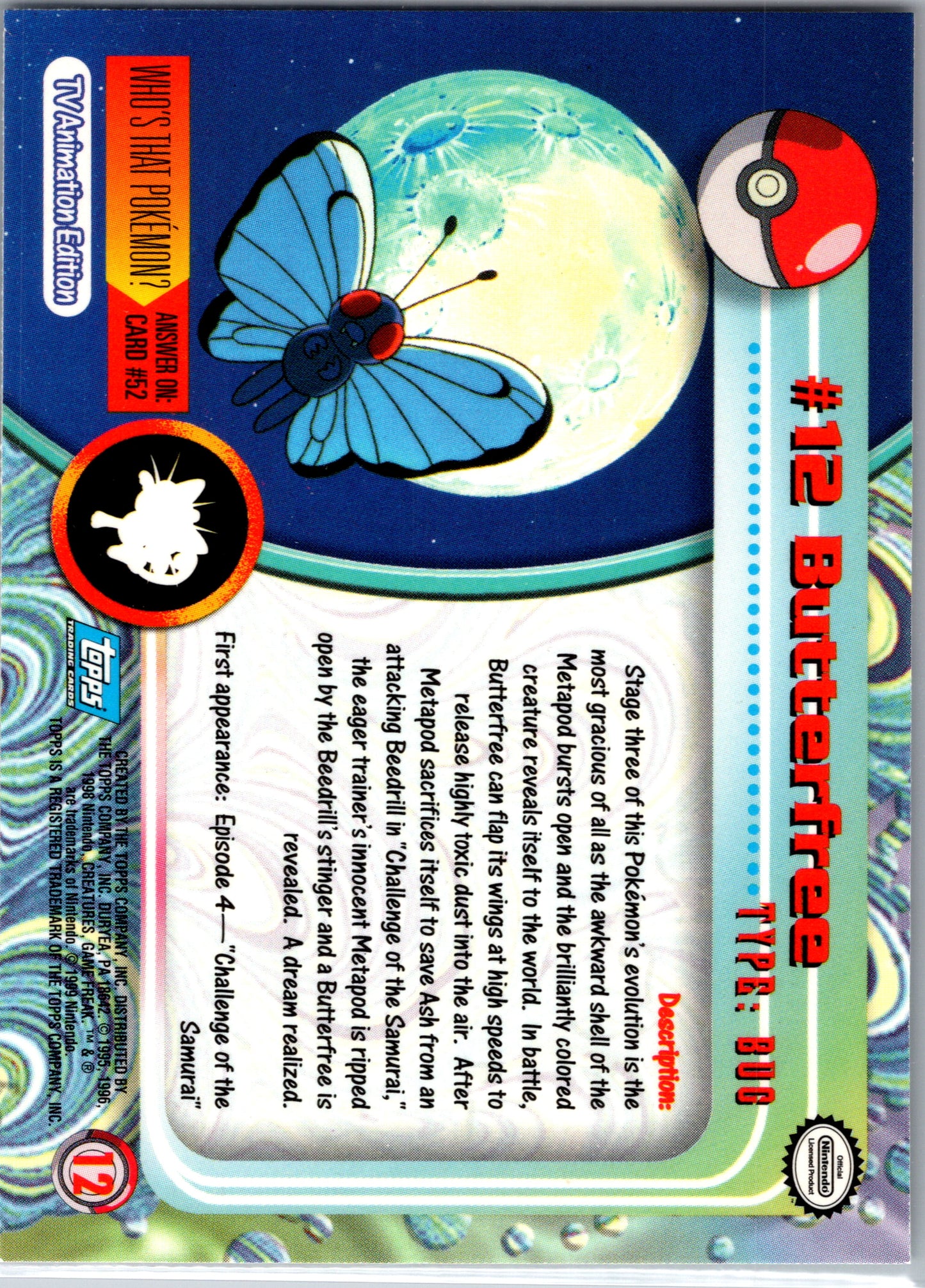 1999 Topps 12 Butterfree D12