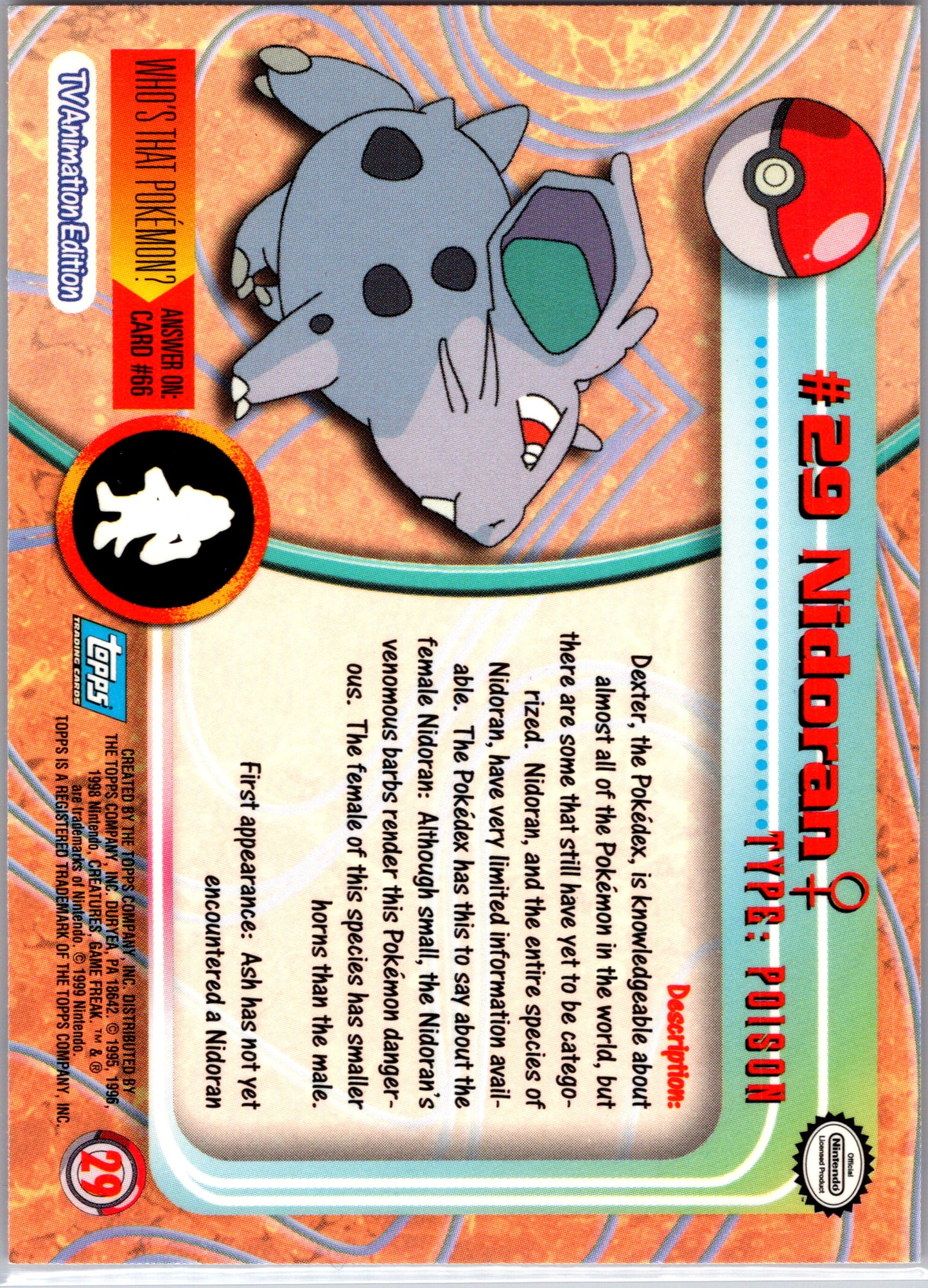 1999 Topps 29 Nidoran f D29