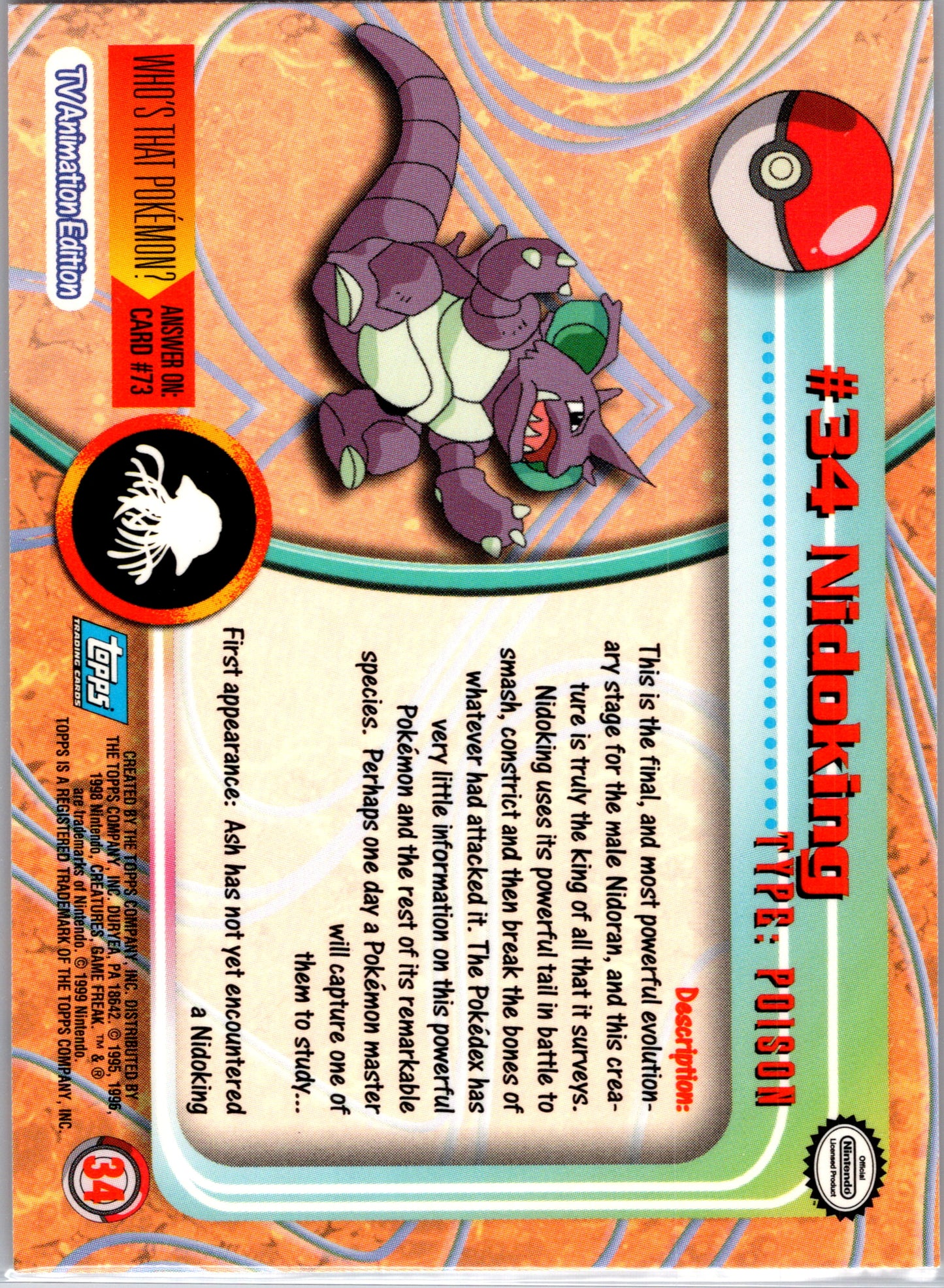 1999 Topps 34 Nidoking D34