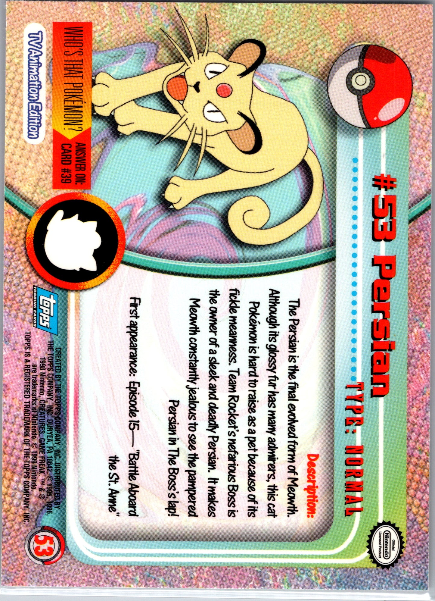 1999 Topps 53 Persian D53