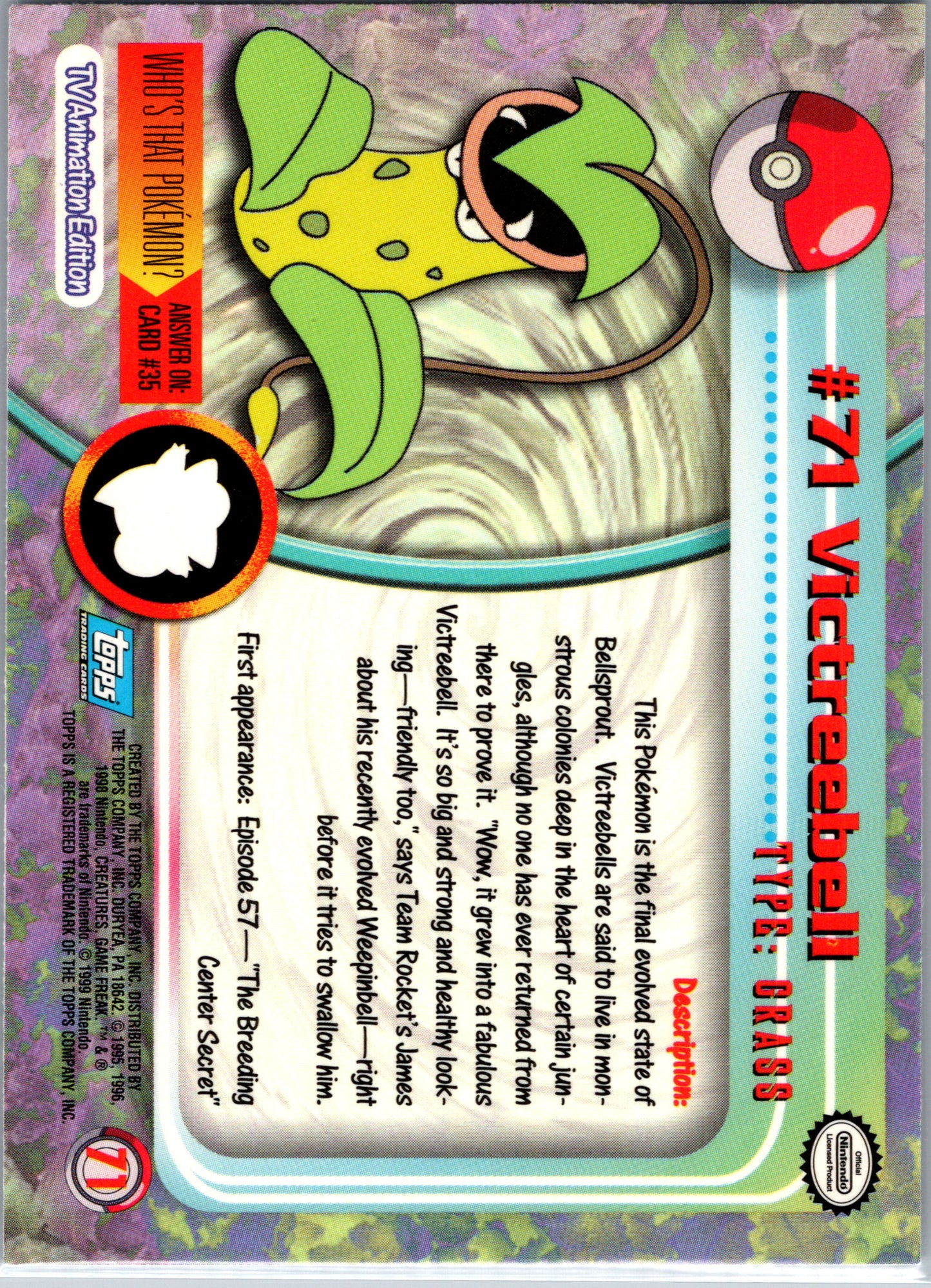 1999 Topps 71 Victreebel D71