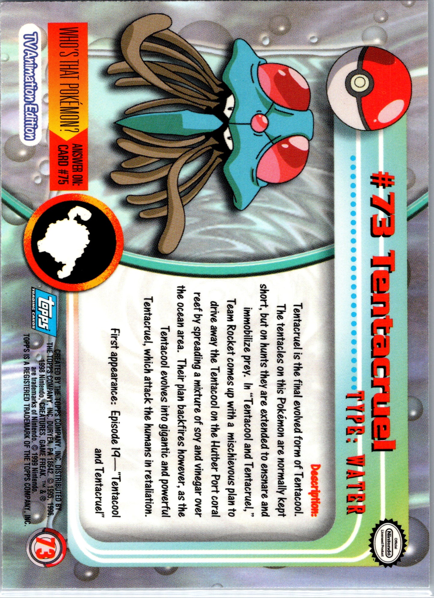 1999 Topps 73 Tentacruel D73