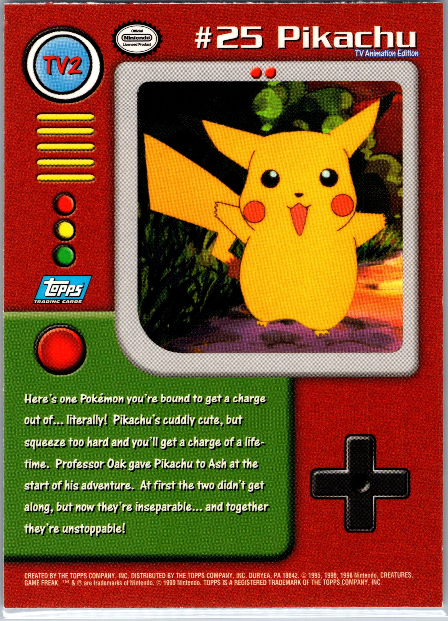 1999 Topps TV2 25 Pikachu D78