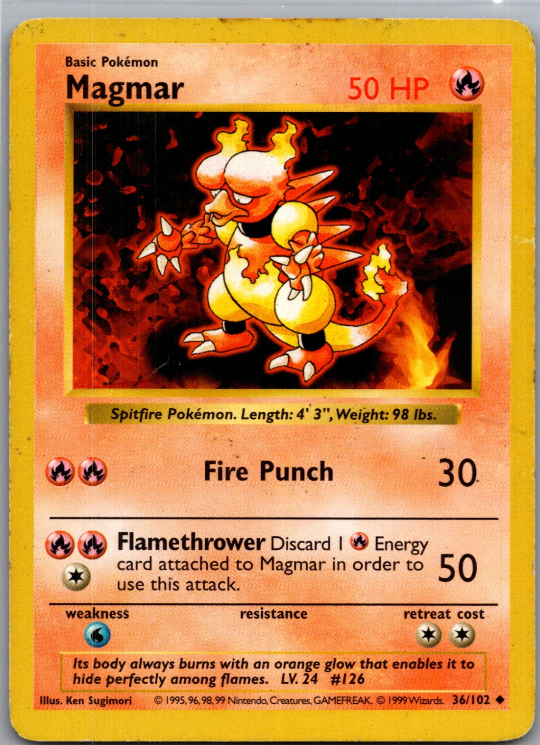 1999 Base Set #036/102 Magmar Uncommon C4