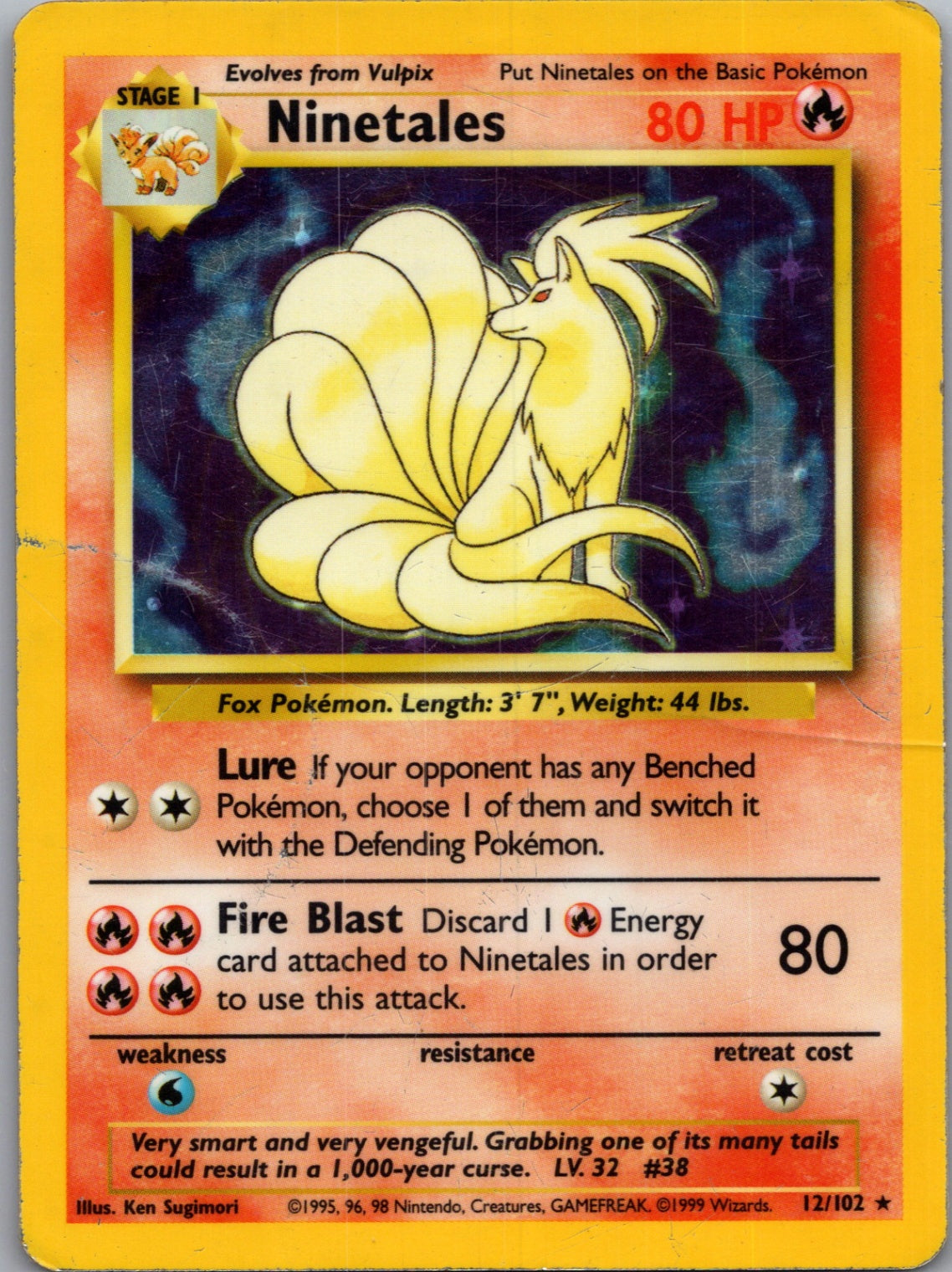 1999 Base Set 012/105 Ninetales Holo Rare G256