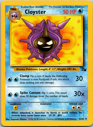 1999 Fossil #32/62 Cloyster Uncommon A153