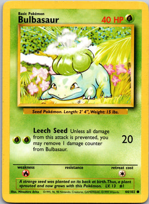 1999 Base Set  044/102 Bulbasaur Common L13