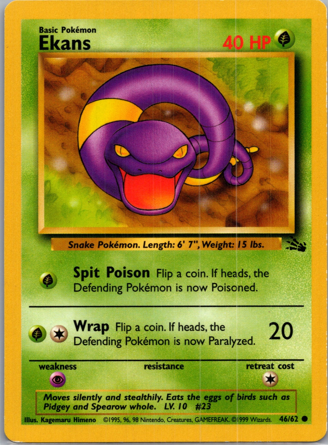 1999 Fossil #46/62 Ekans Common B131