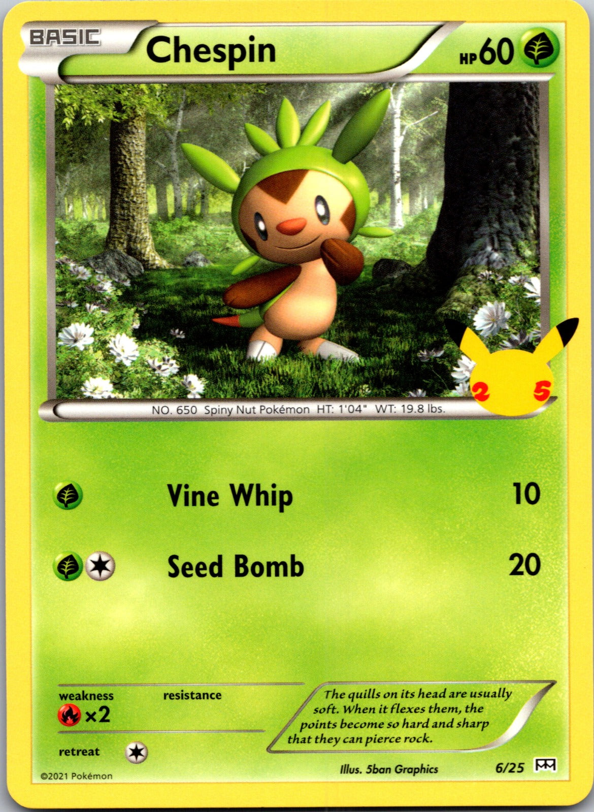 2021 McDonald's 25th Anniversary Promo 006/025 Chespin - 6/25 LP