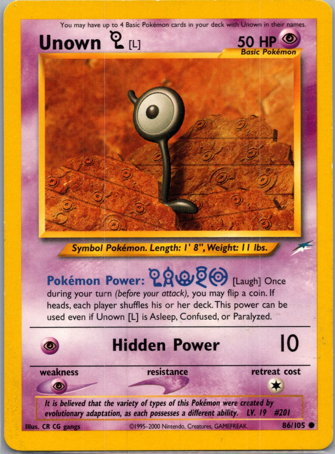 Neo Destiny 086/105 Unown [L] Common NM
