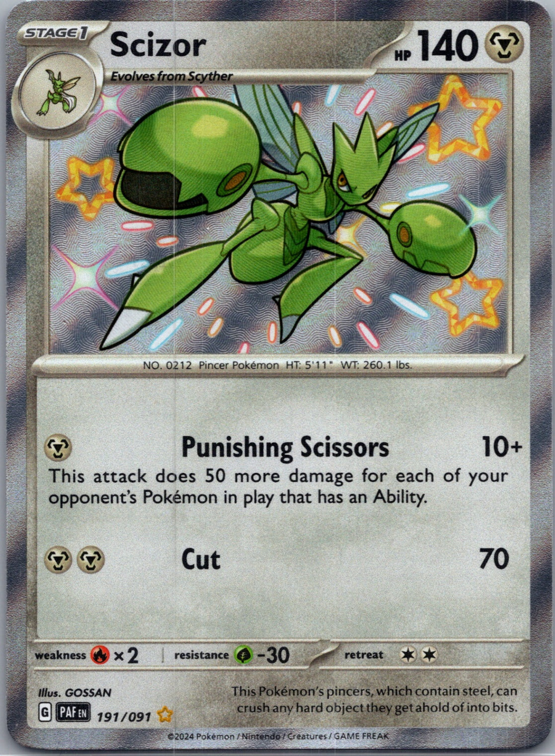 2024 SV: Paldean Fates 191/091 Scizor Shiny Rare F131