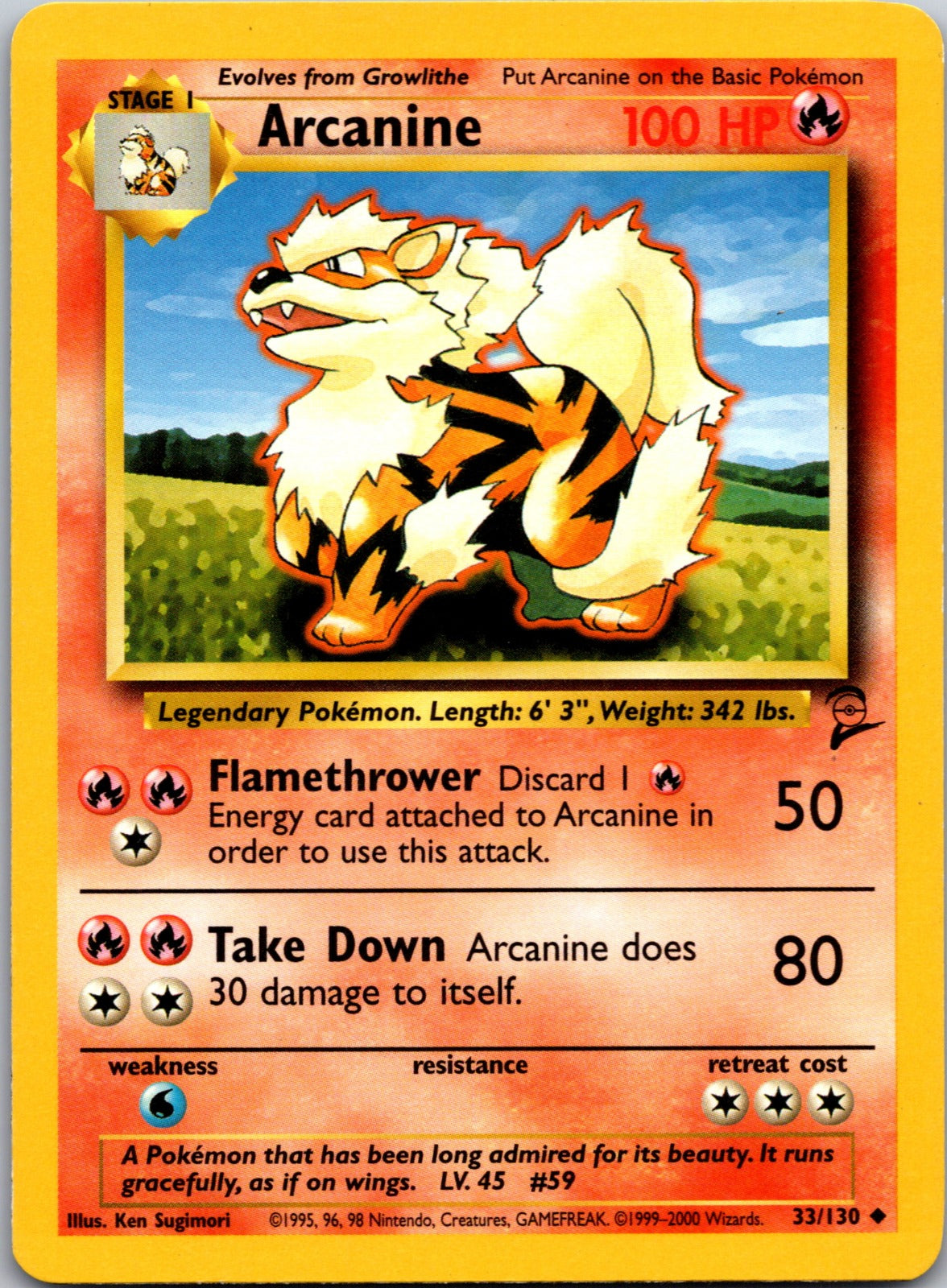 2000 Base Set 2 033/130 Arcanine LP